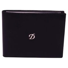S.T. Dupont Black Leather Bi-Fold Wallet with Silver Logo Emblem