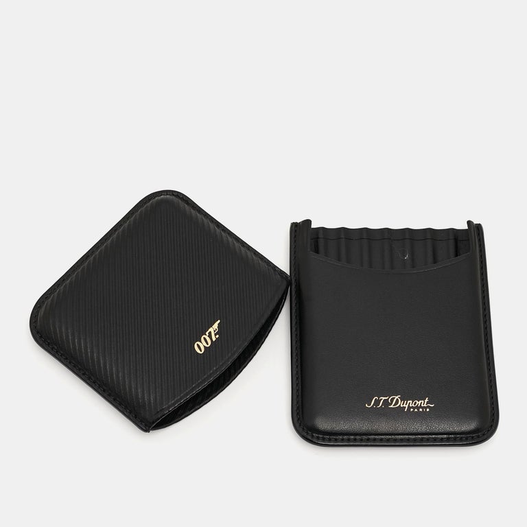 s.t. dupont cigarette case S.T. Dupont Black Leather James Bond 007 Cigarette Case at 1stDibs