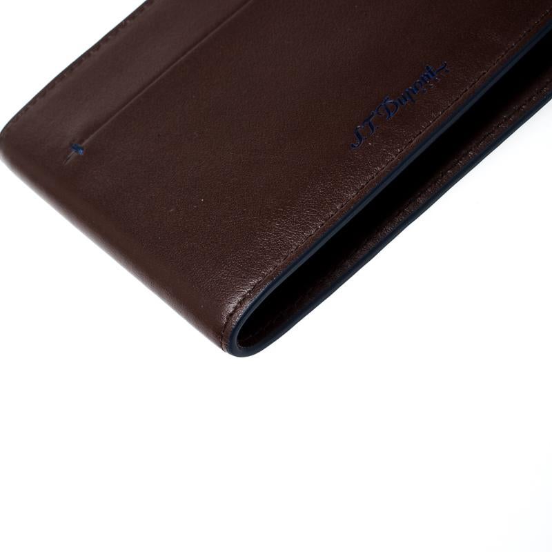 S.T. Dupont Brown Leather D Line 7CC Bifold Wallet 3