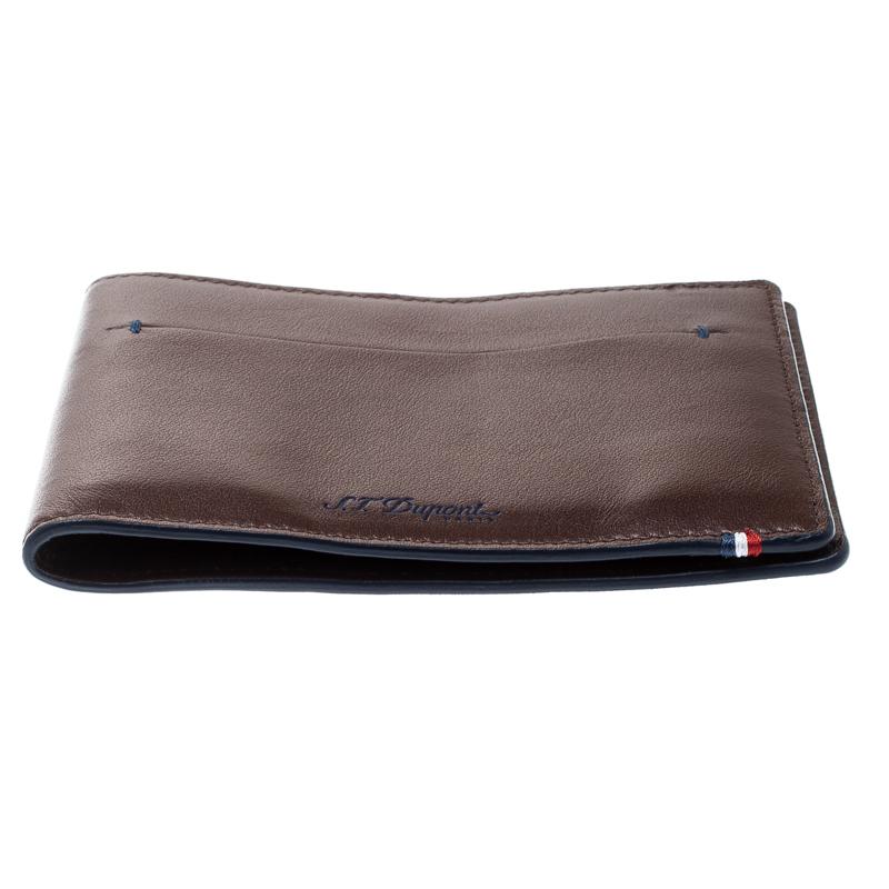 S.T. Dupont Brown Leather Line D Slim 7CC Bifold Wallet im Zustand „Hervorragend“ in Dubai, Al Qouz 2