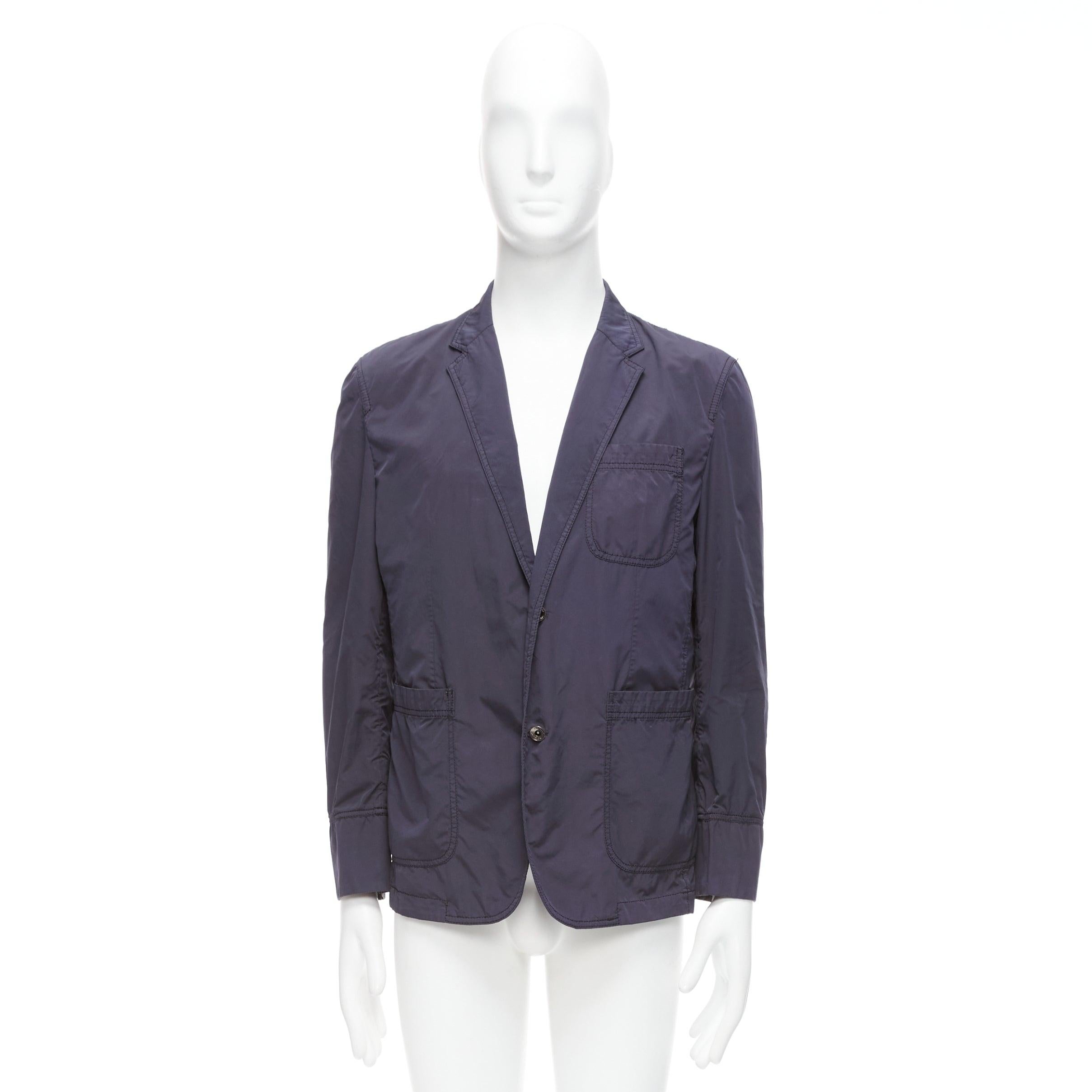ST DUPONT charcoal grey nylon overstitched silver hardware blazer IT50 L For Sale 6