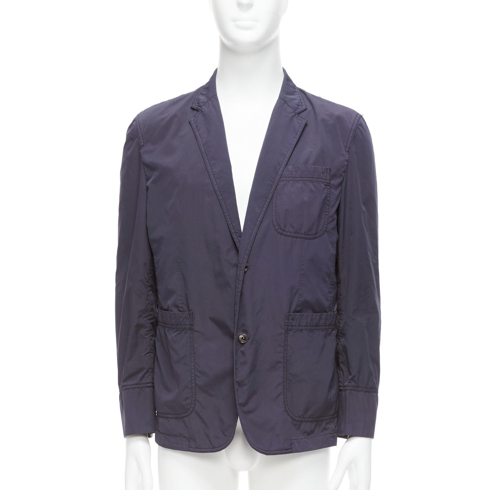 Black ST DUPONT charcoal grey nylon overstitched silver hardware blazer IT50 L For Sale