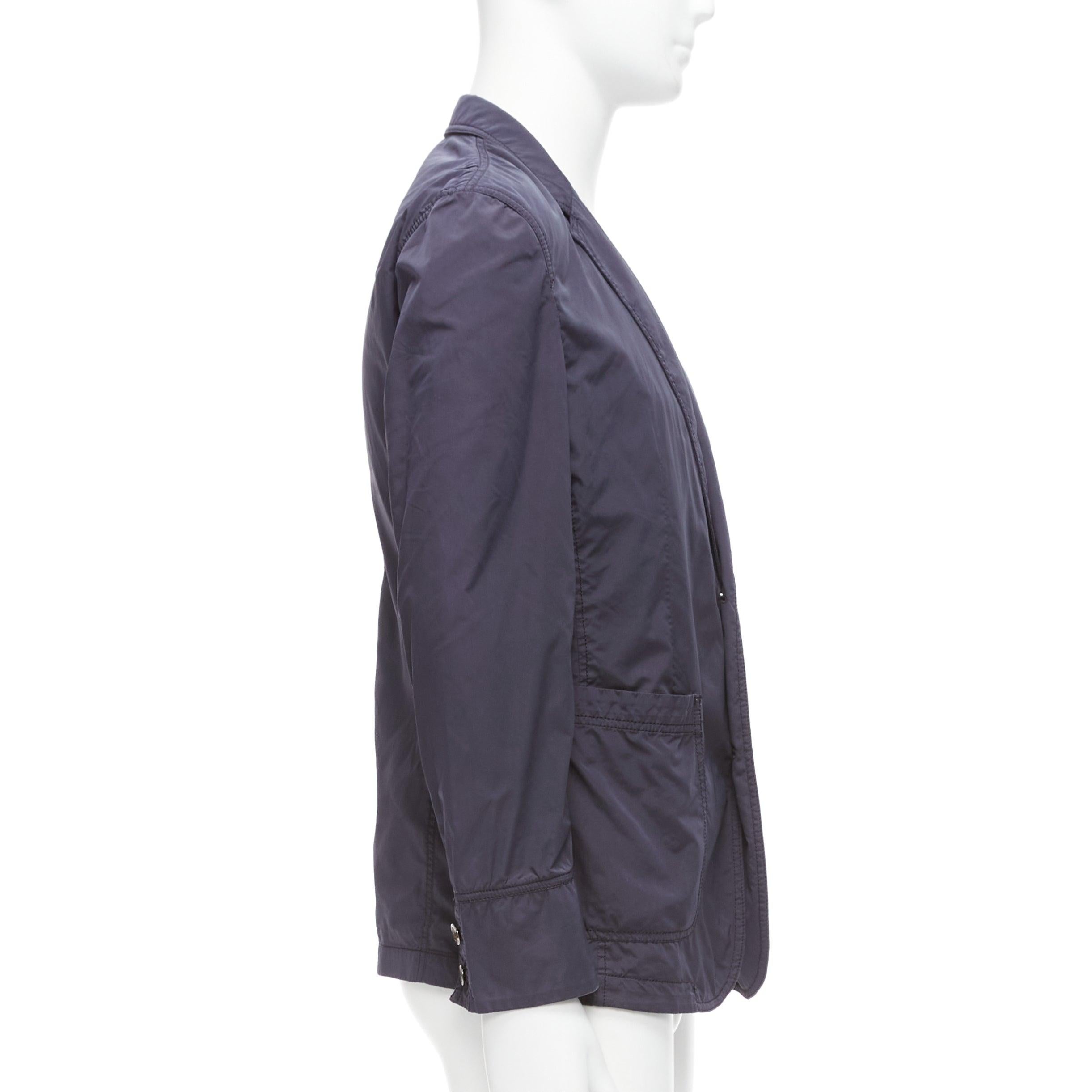 ST DUPONT charcoal grey nylon overstitched silver hardware blazer IT50 L For Sale 1