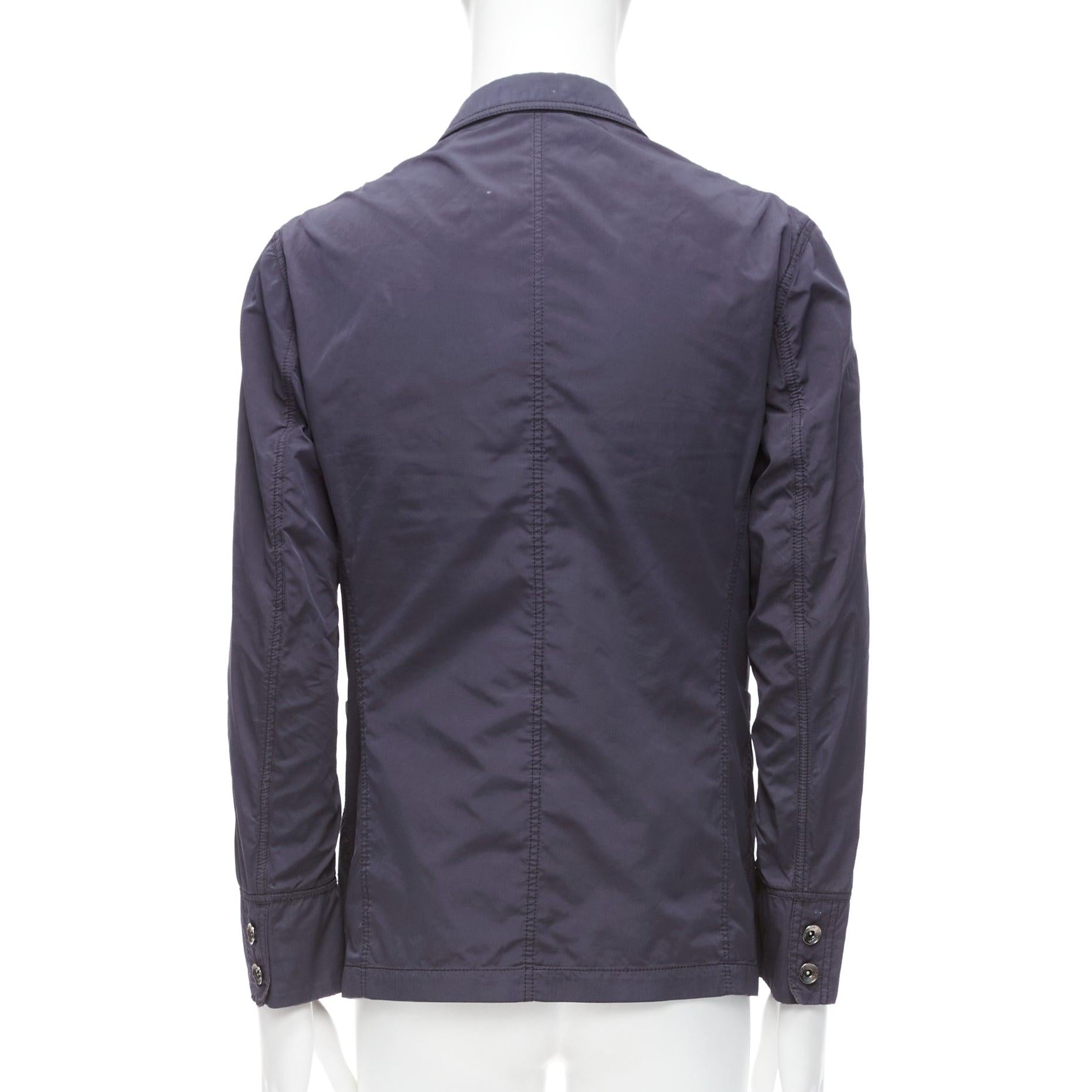 ST DUPONT charcoal grey nylon overstitched silver hardware blazer IT50 L For Sale 2