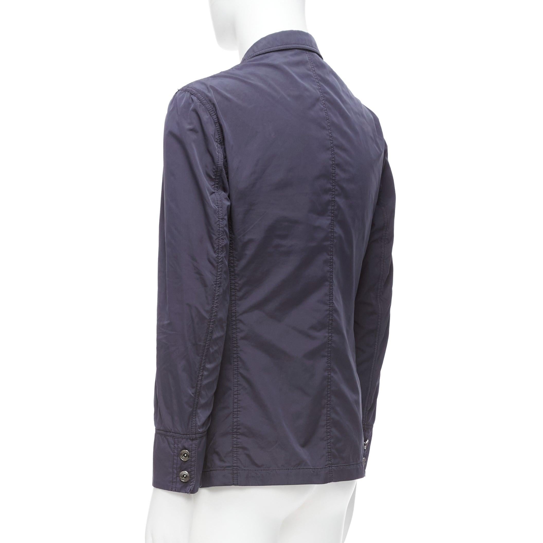ST DUPONT charcoal grey nylon overstitched silver hardware blazer IT50 L For Sale 3