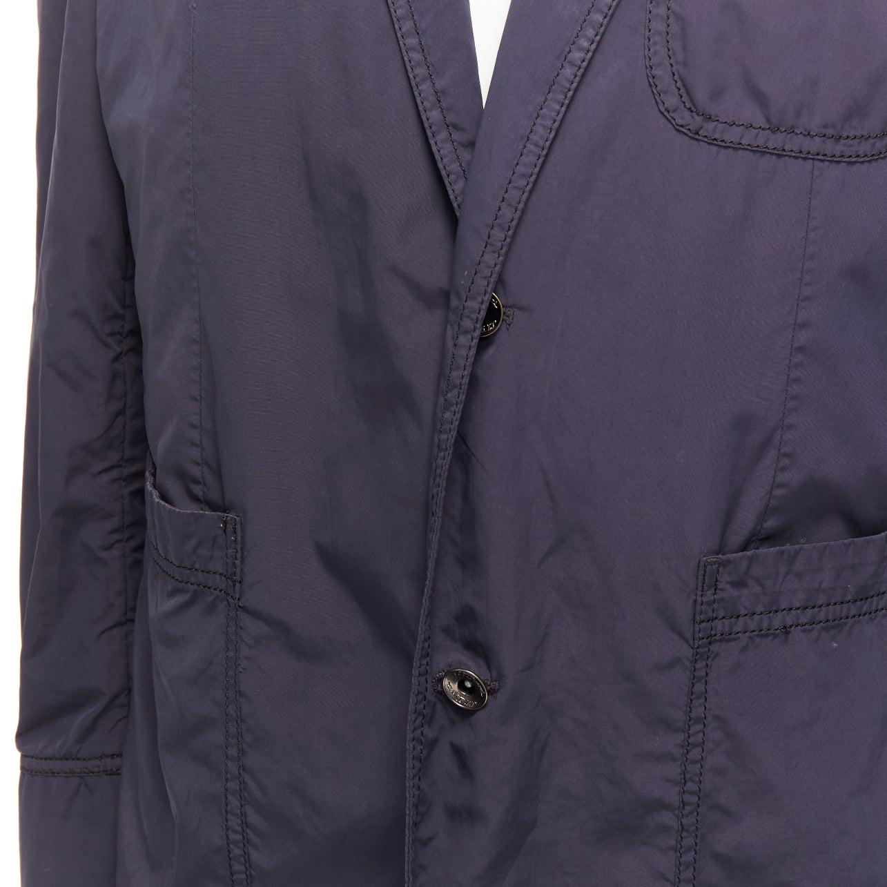 ST DUPONT charcoal grey nylon overstitched silver hardware blazer IT50 L For Sale 4