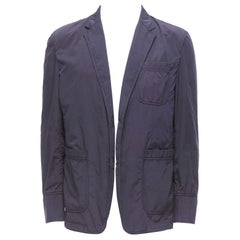 ST DUPONT charcoal grey nylon overstitched silver hardware blazer IT50 L