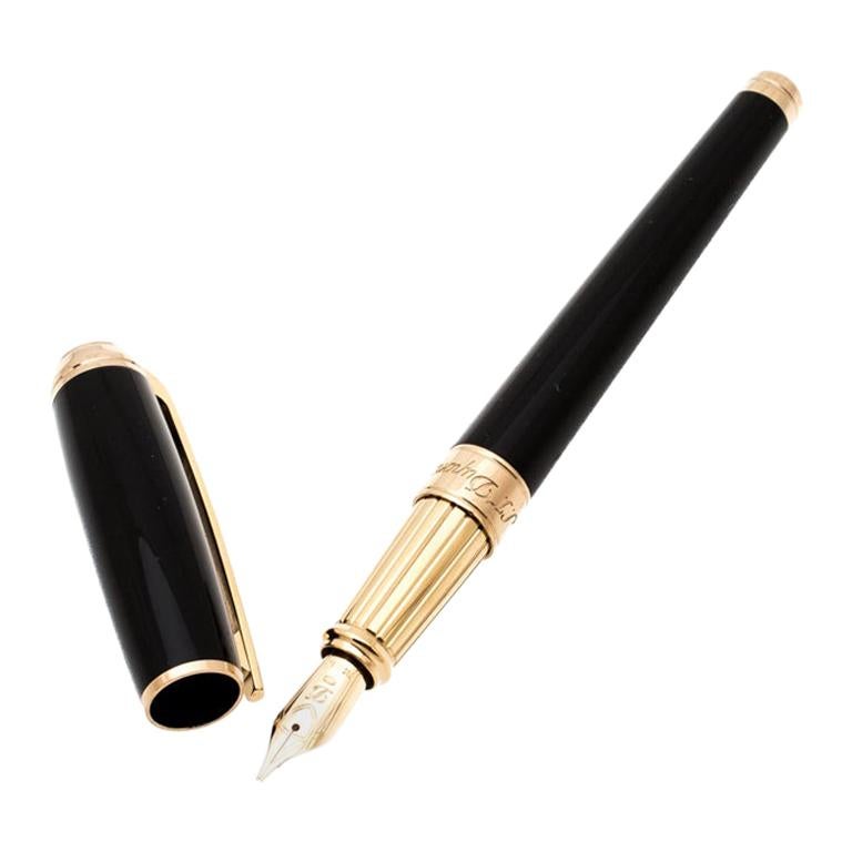 S.T. Dupont D Line Black Lacquer Gold Plated Fountain Pen