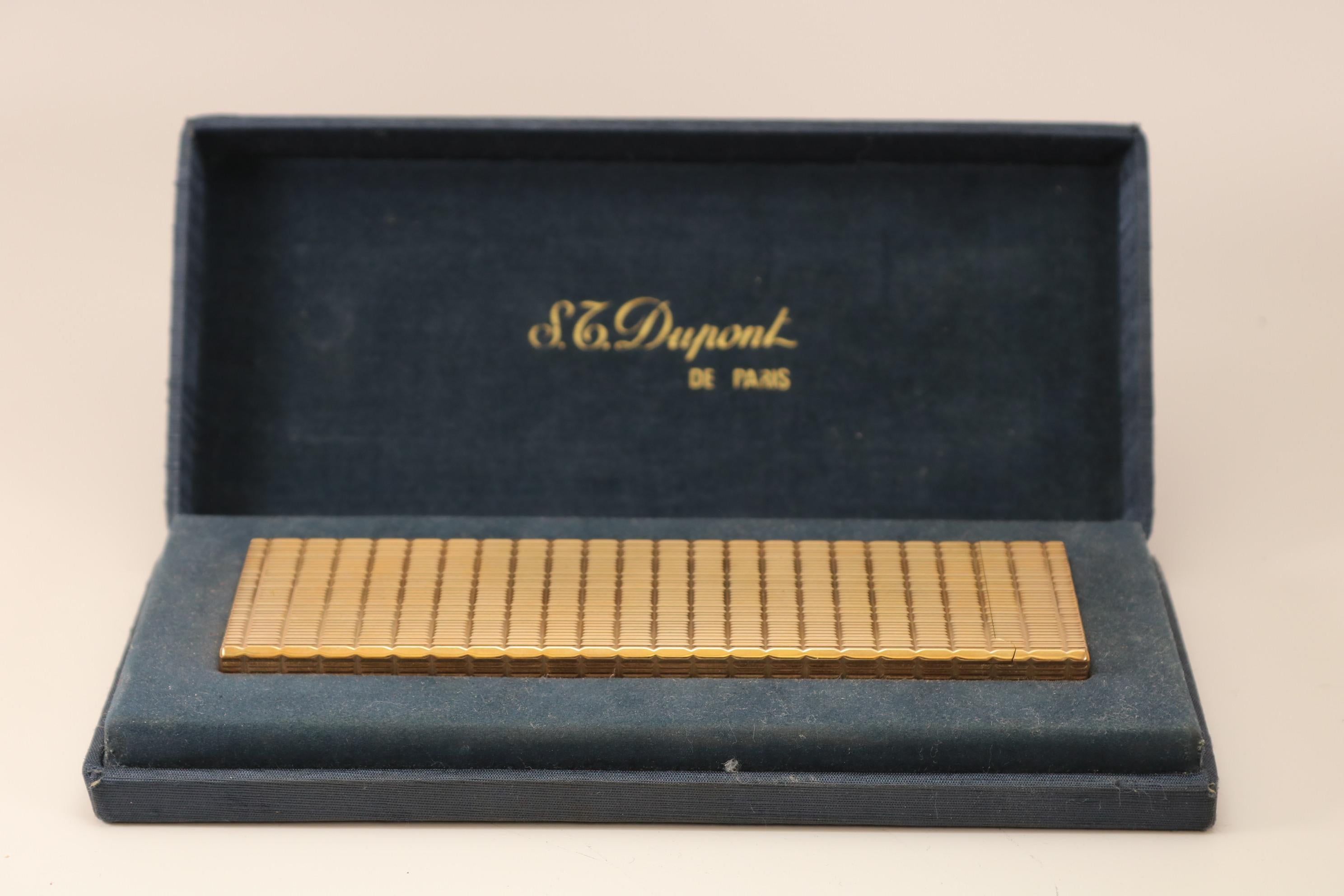 S.T. Dupont de Paris Gold Plated Table Lighter with Fitted Box 