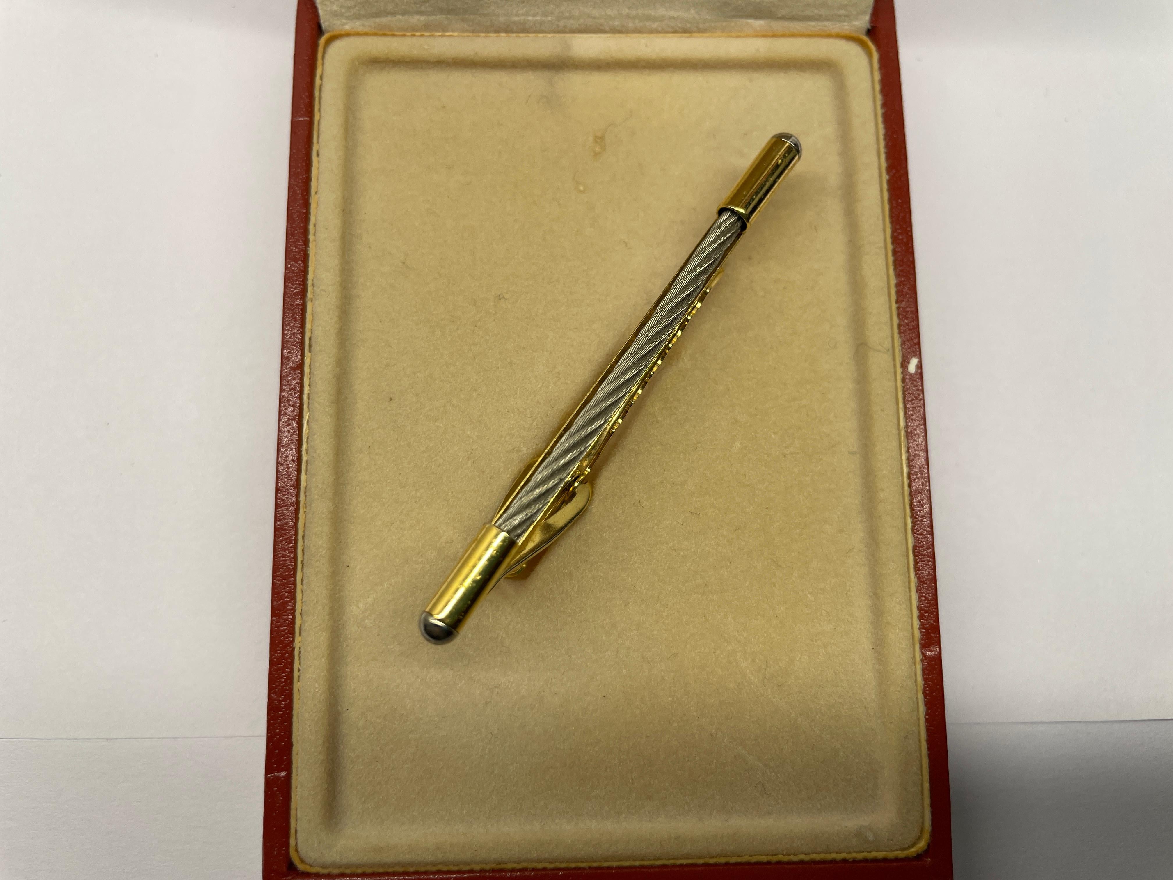 S.T. Dupont Gold Palladium 2-tone Vintage Tie Pin In Good Condition For Sale In North Hollywood, CA