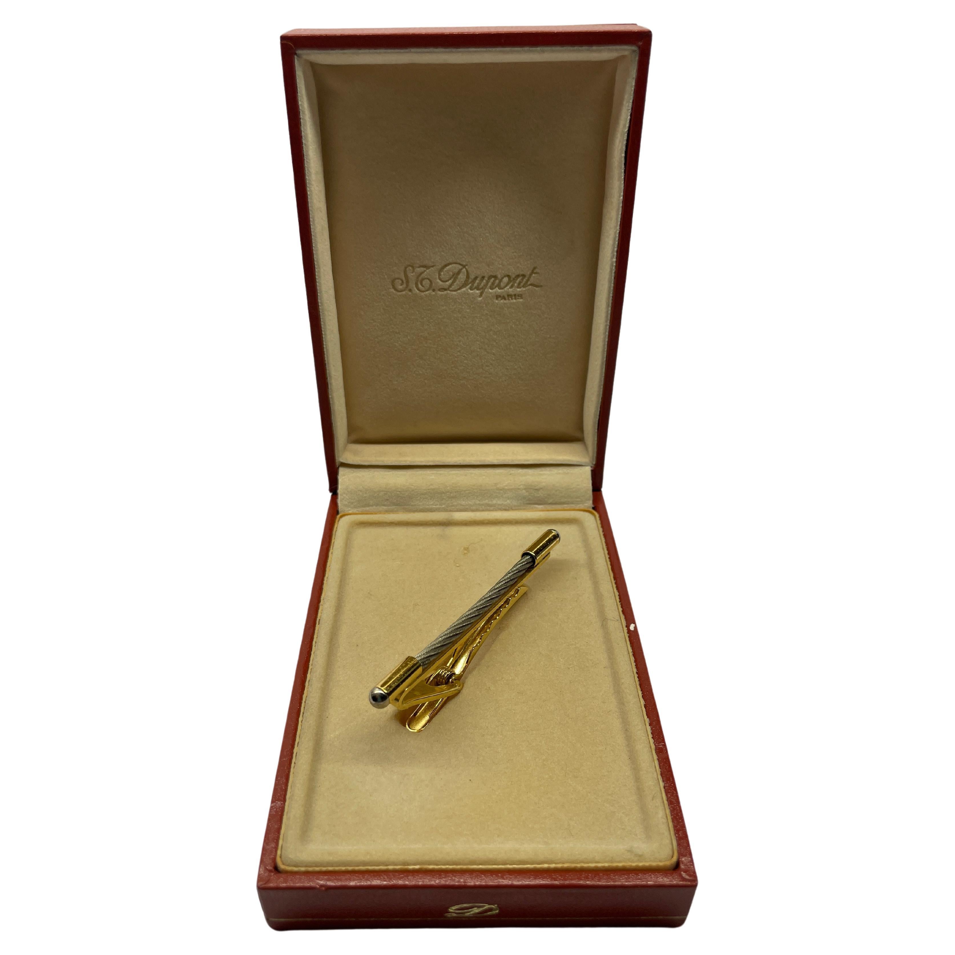 S.T. Dupont Gold Palladium 2-tone Vintage Tie Pin For Sale