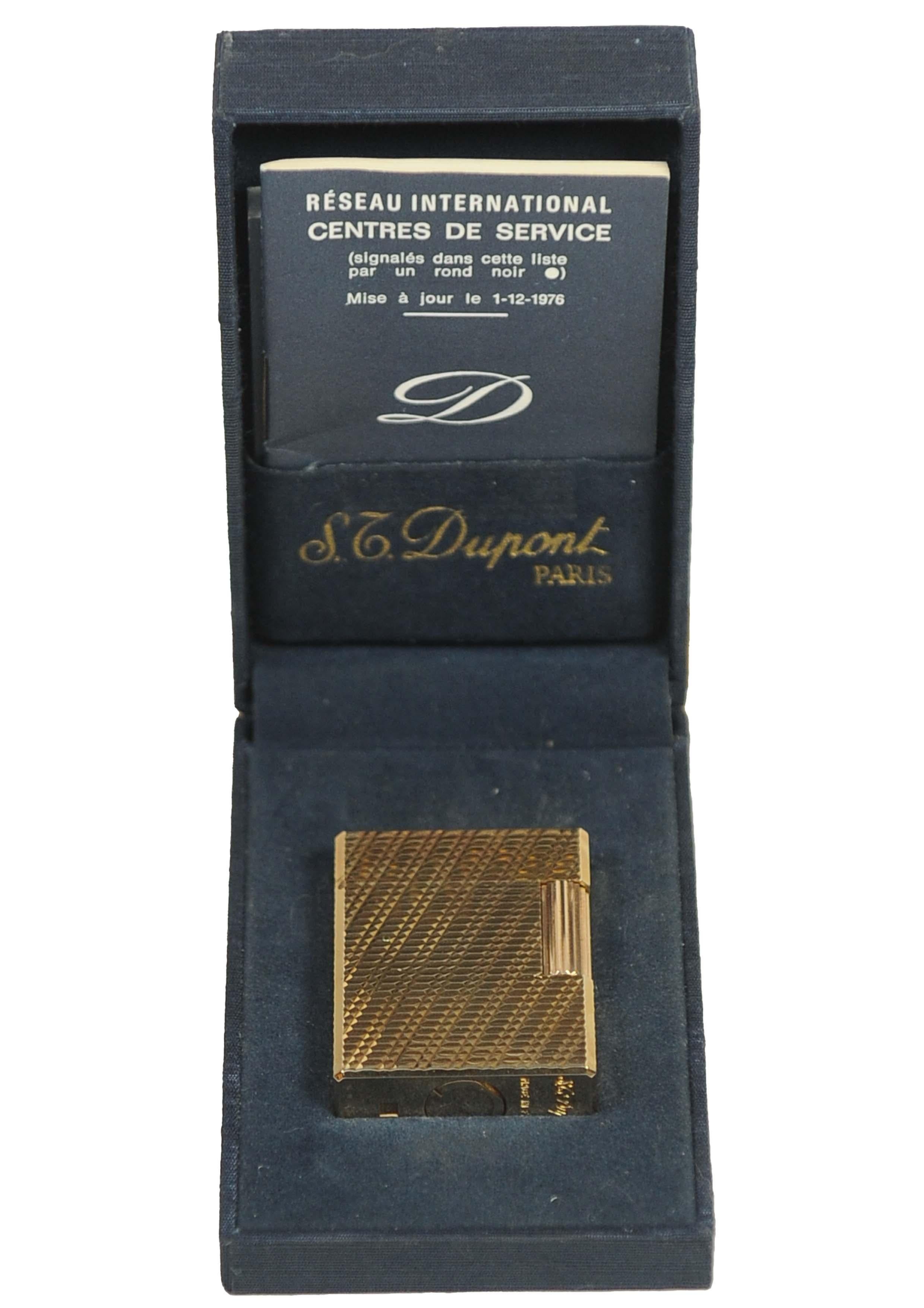 S.T. DuPont Gold Plated Ligne 1 Small Paris Cigarette Lighter In Original Box For Sale 5