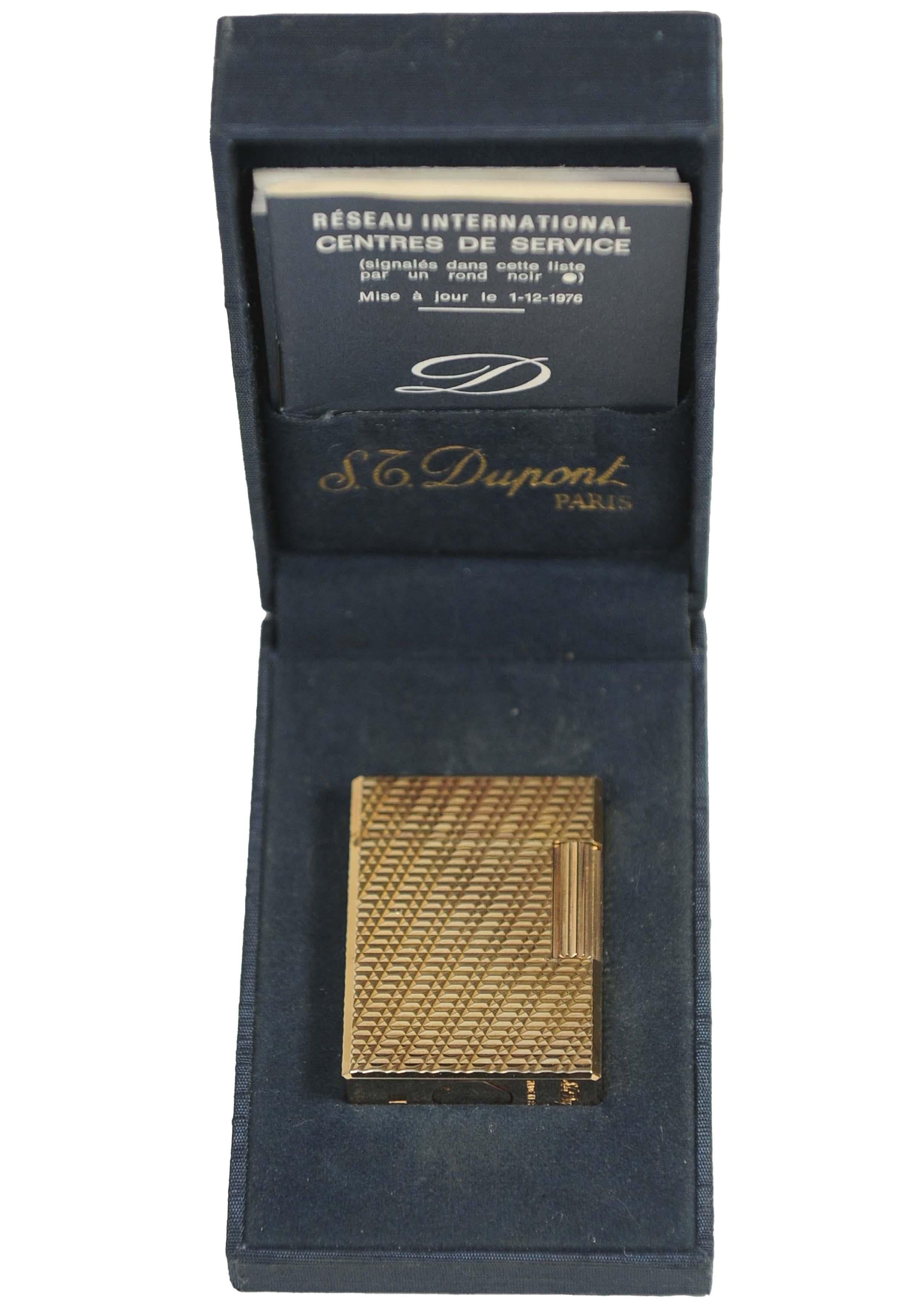 S.T. DuPont Gold Plated Ligne 1 Small Paris Cigarette Lighter In Original Box For Sale 6