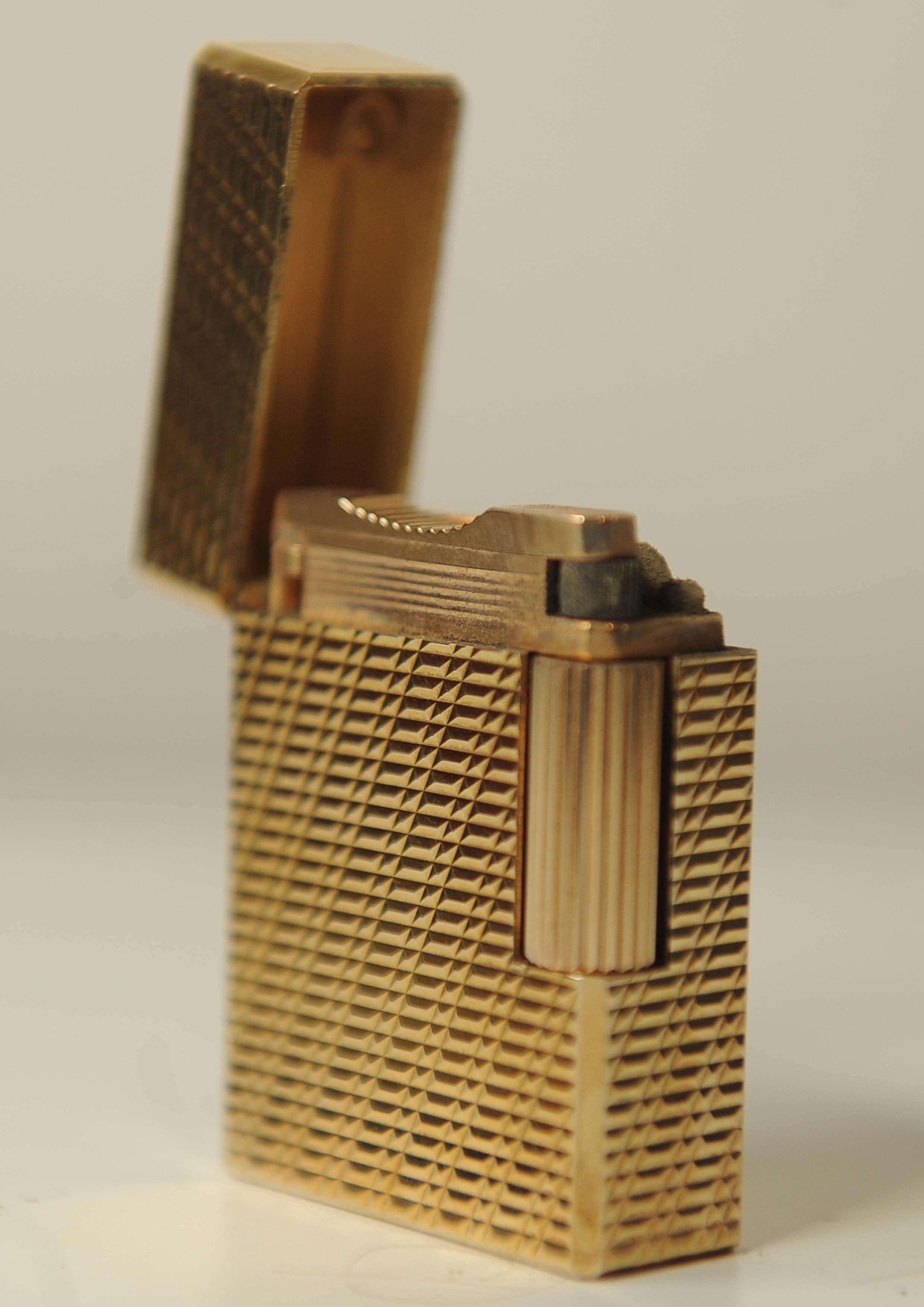 S.T. DuPont Gold Plated Ligne 1 Small Paris Cigarette Lighter In Original Box For Sale 13