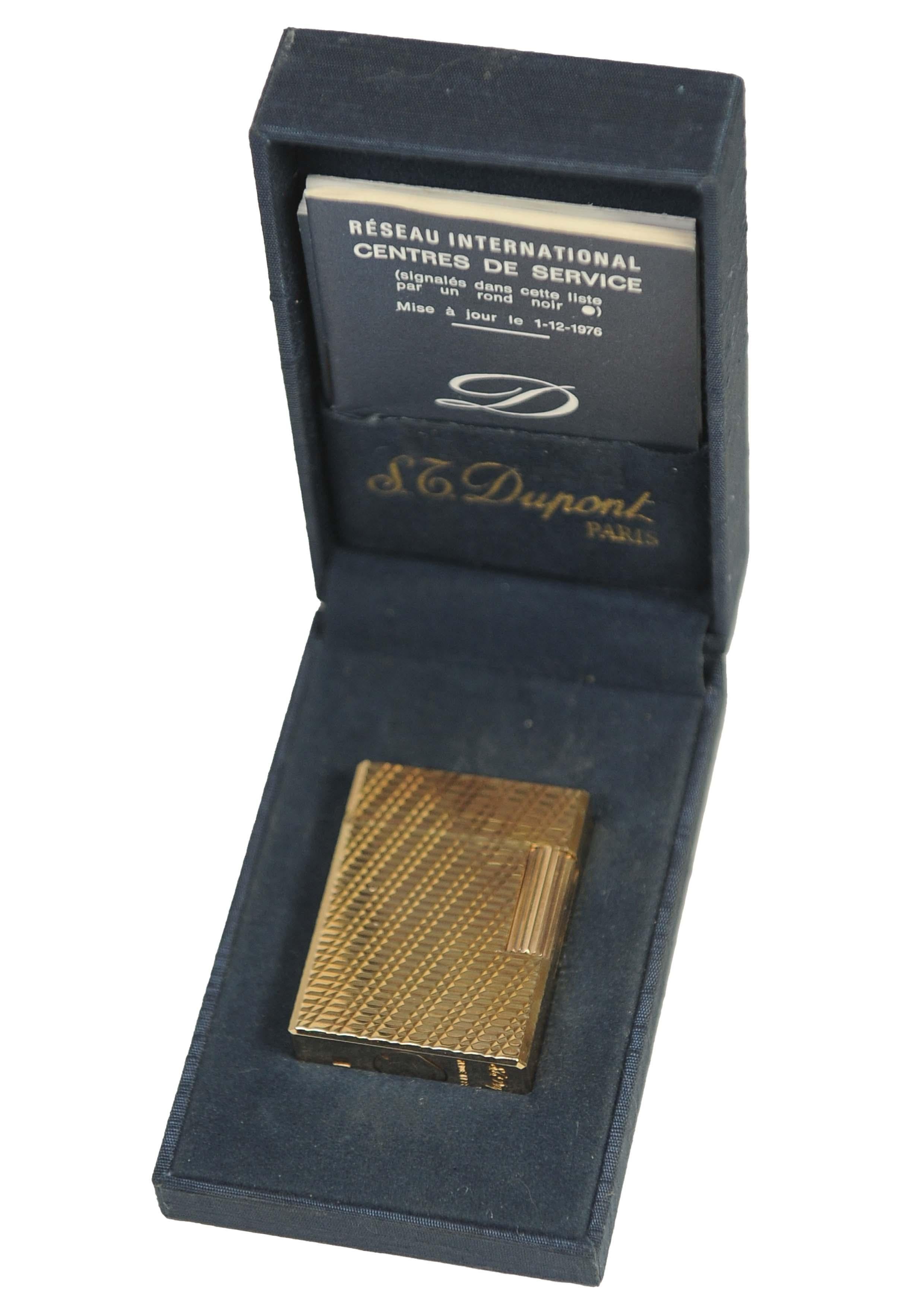 S.T. DuPont Gold Plated Ligne 1 Small Paris Cigarette Lighter In Original Box For Sale 2