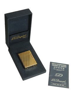 S.T. DuPont Gold Plated Ligne 1 Small Paris Cigarette Lighter In Original Box