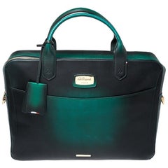 S.T. Dupont Green Ombre Leather Atelier Document Briefcase