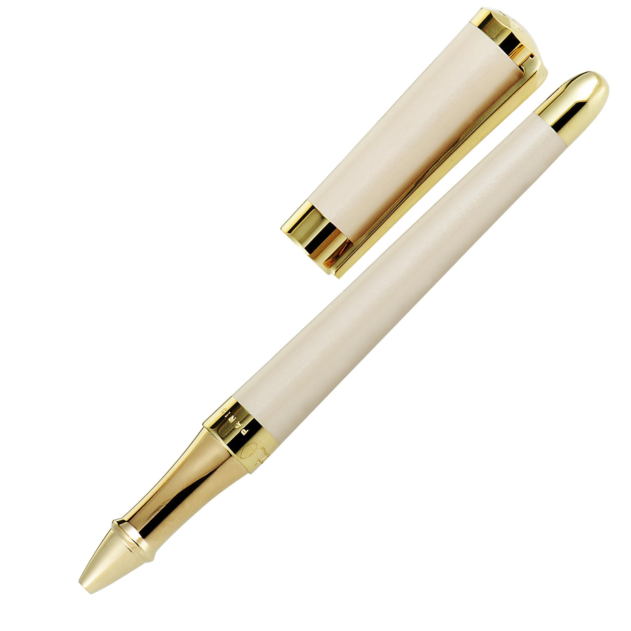 Beautifully designed in an exceptionally sleek, understated manner, and presented in sublime nude accentuated by alluring radiance, this exceptional rollerball pen is a vision of classic refinement. The pen is created by S.T. Dupont for the