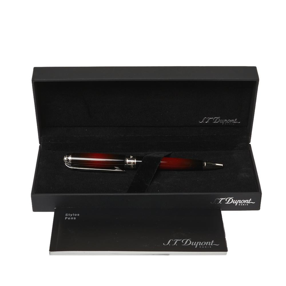 S.T Dupont Line D Atelier Collection Red Lacquer Palladium Finish Ballpoint Pen 2