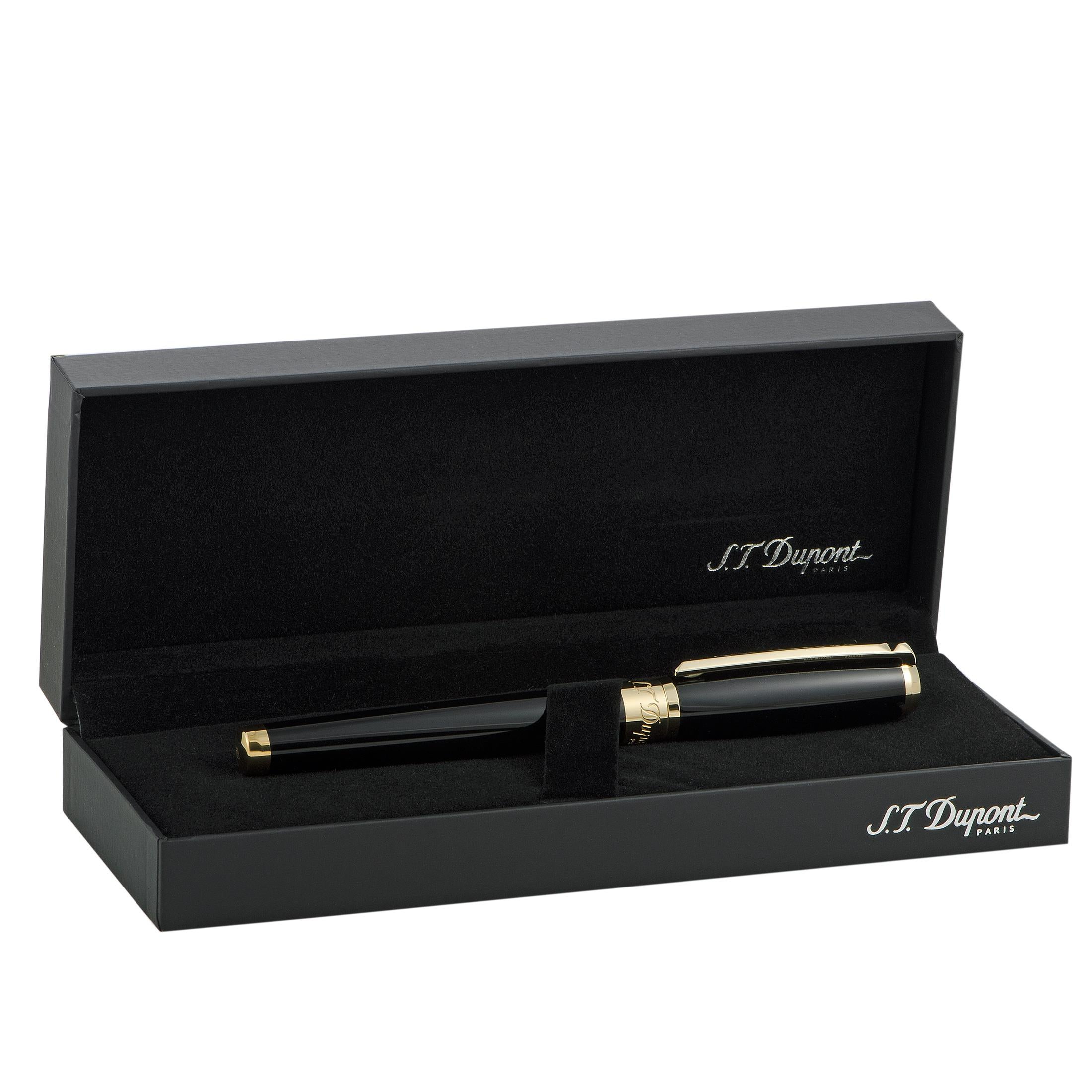 S.T. Dupont Line D Black and Gold Fountain Pen In New Condition In Southampton, PA
