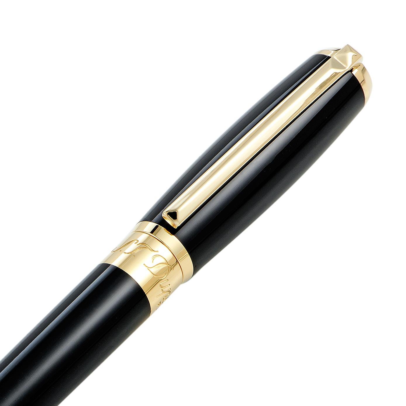 Women's or Men's S.T. Dupont Line D Black and Gold Fountain Pen
