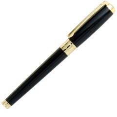 S.T. Dupont Line D Black and Gold Medium Rollerball Pen