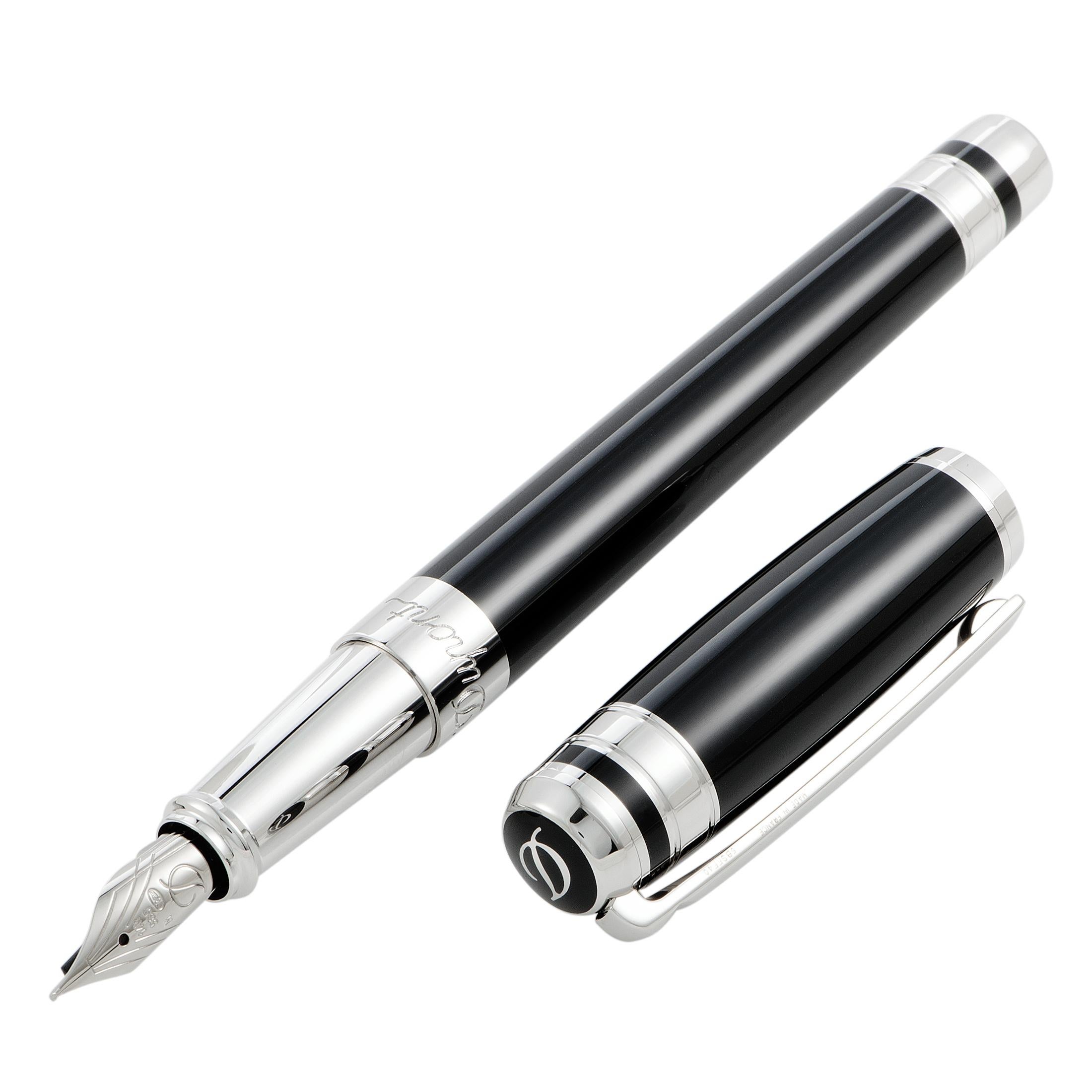 Embrace a sense of refined elegance with this classic fountain pen that offers an incredibly stylish appearance in an exceptionally tasteful color combination. The pen is designed by S.T. Dupont for the sublime “Line D” collection.