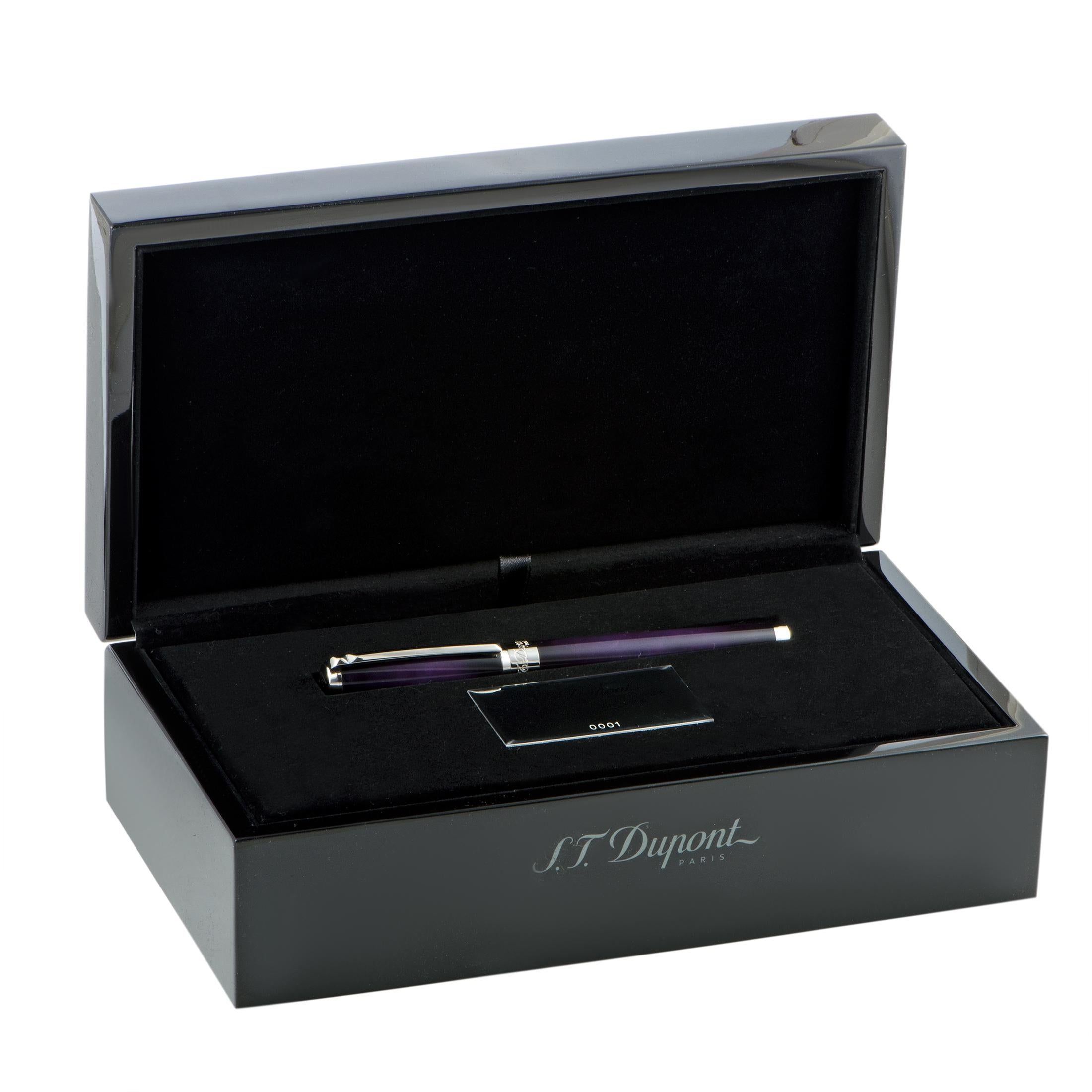 Women's or Men's S.T. Dupont Line D Rollerball Pen in Atelier Eggplant