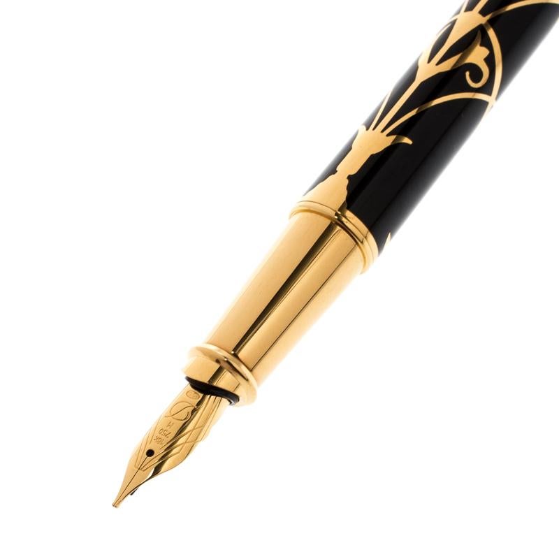 An epitome of luxury and the look of a stylish accessory, this S.T. Dupont Neoclassic limited edition fountain pen is a must have for a bold and fierce professional. Designed in black lacquered body, this pen is piece number 0017 out of 1930