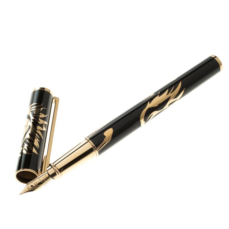 S.T. Dupont Neoclassic Horse Premium Chinese Lacquered Gold Finish Limited Editi (Schwarz)