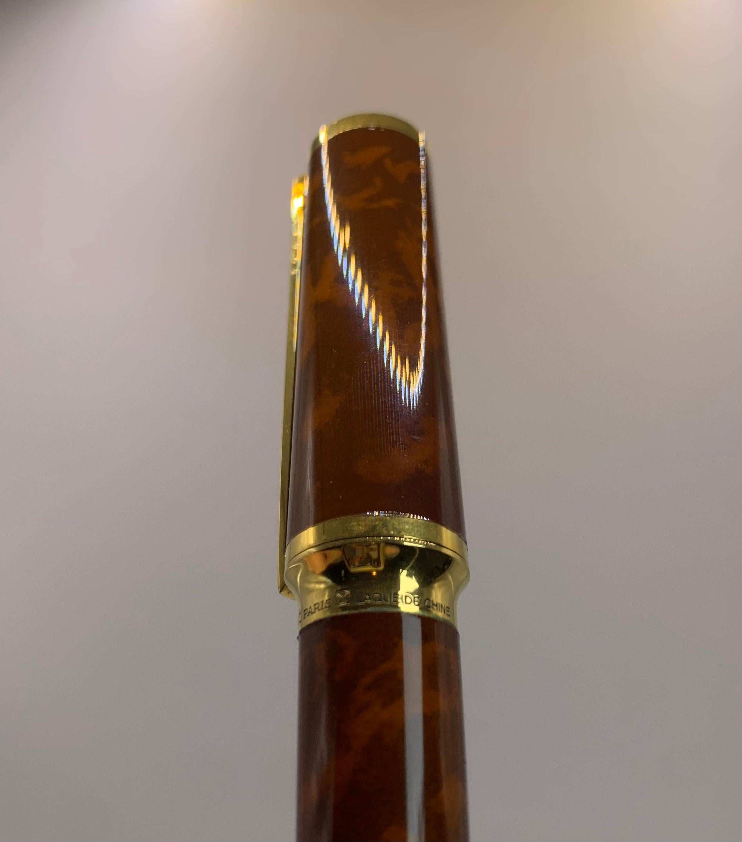 Seltener Satz von S.T DuPont of Paris Montparnasse Brown Marmor lackiert Schreibset im Angebot 4