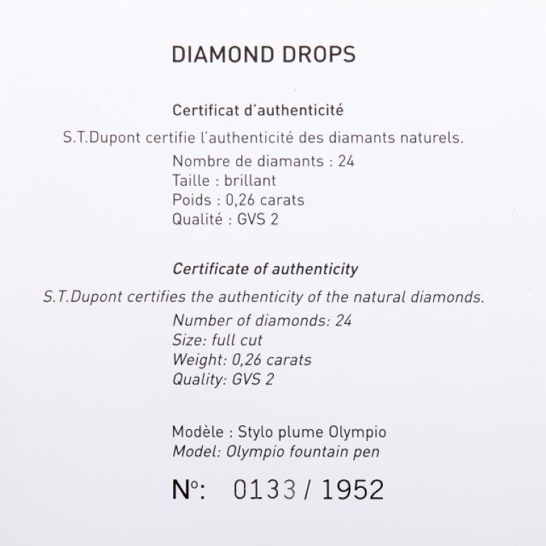 S.T. Dupont Olympio Fountain Pen mit Diamanten in limitierter Auflage im Zustand „Gut“ im Angebot in New York, NY