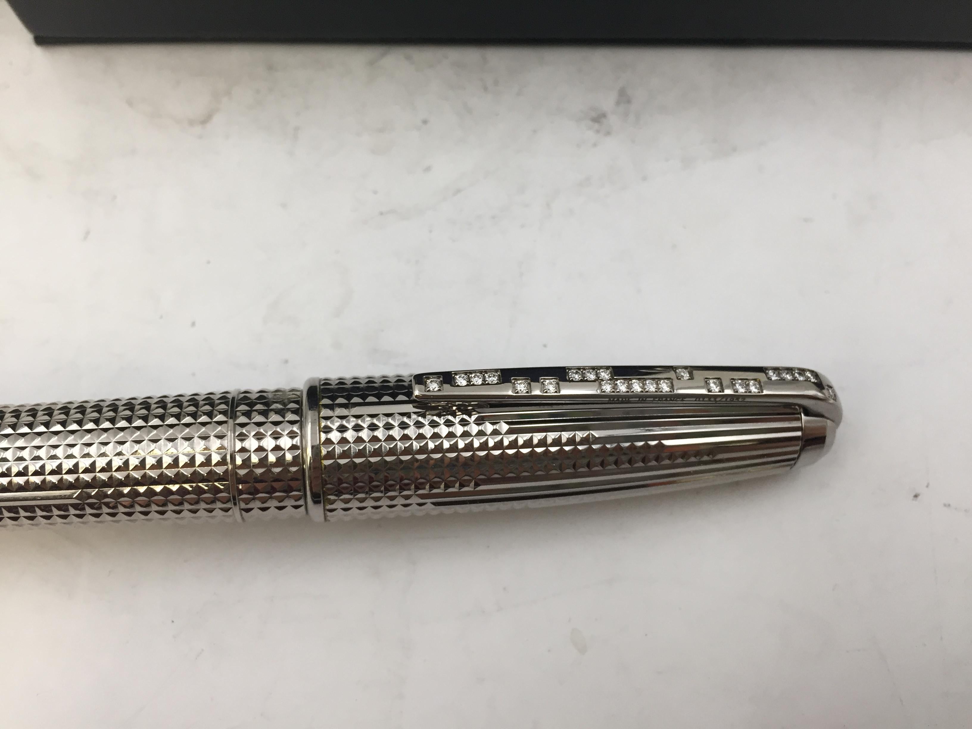 French S.T. Dupont Olympio Limited Edition Fountain Pen with Diamonds For Sale