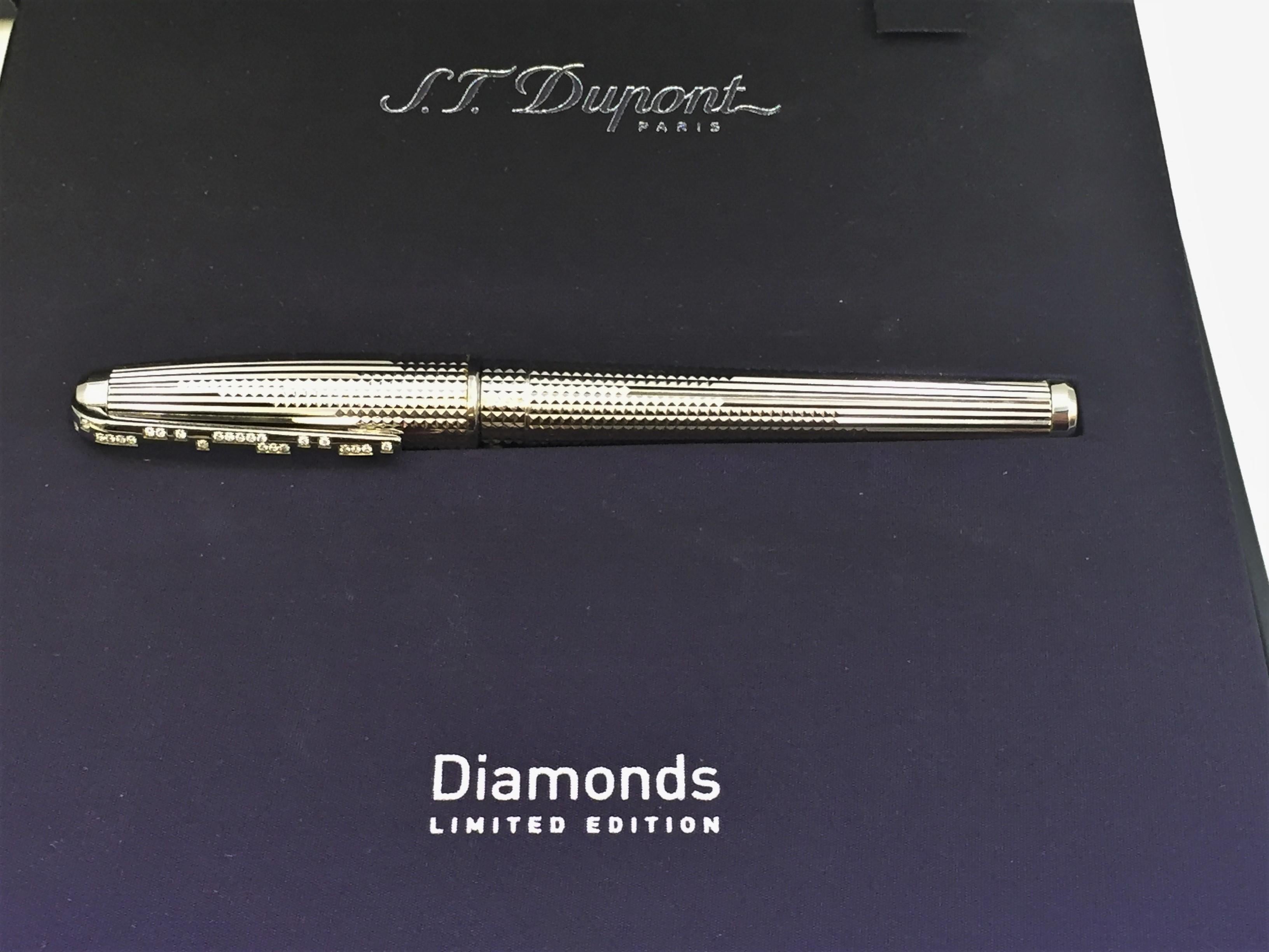 20th Century S.T. Dupont Olympio Limited Edition Fountain Pen with Diamonds For Sale