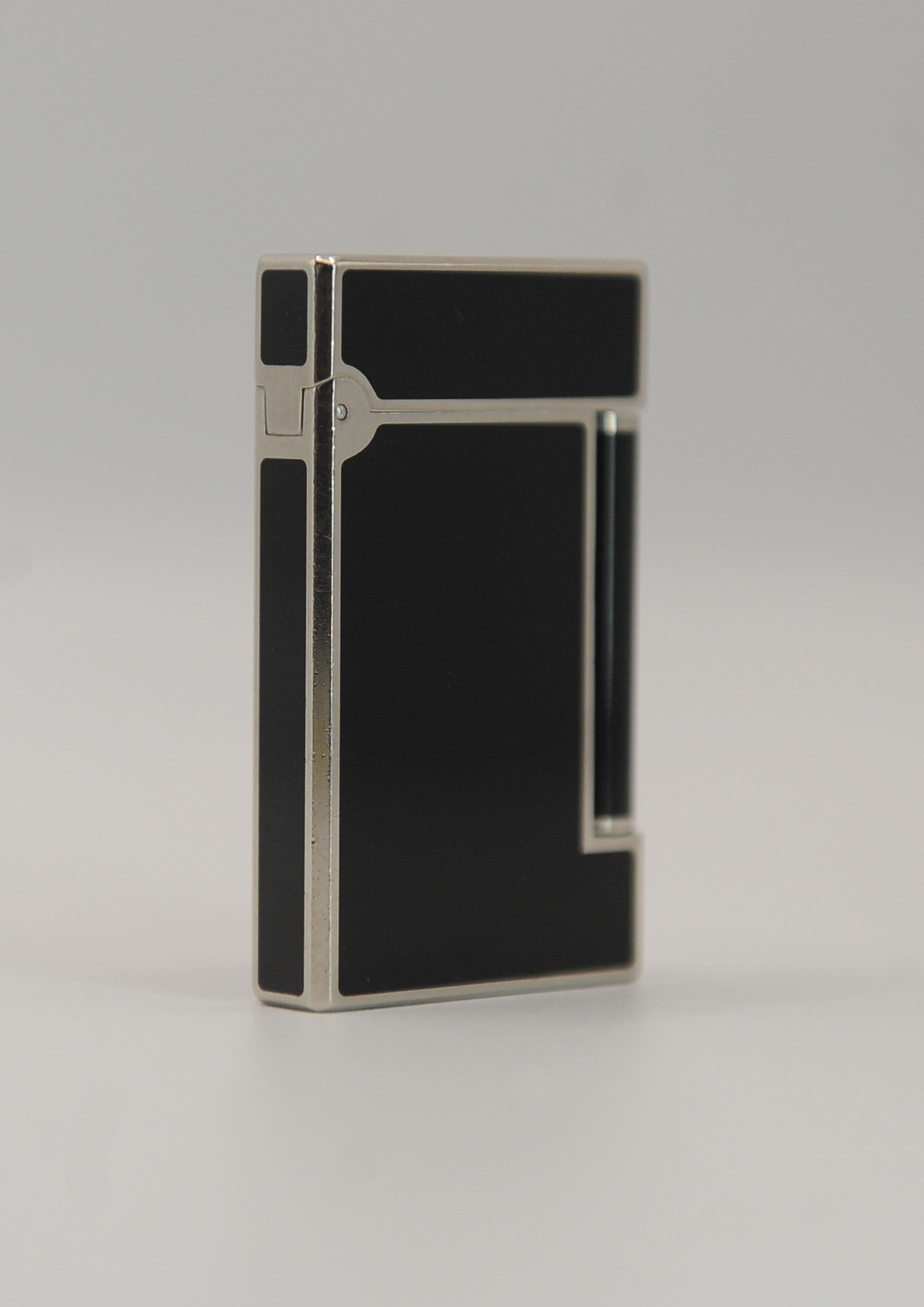 S. T. Dupont Paris Ligne 1 Accendisigari in argento e nero Laque De Chine in vendita 4