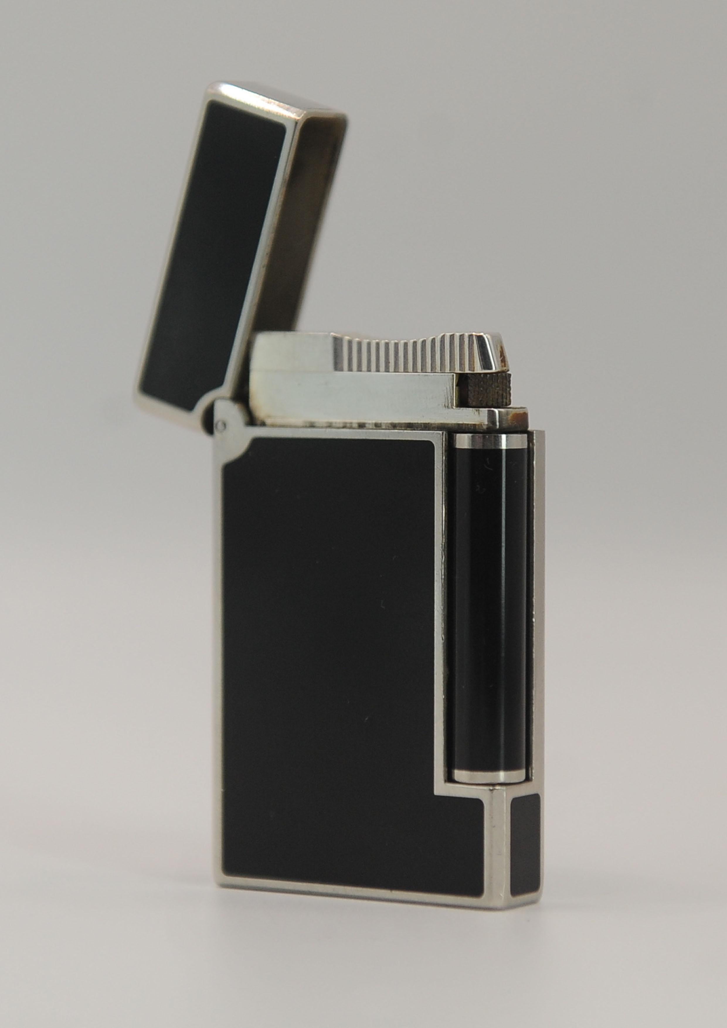 S. T. Dupont Paris Ligne 1 Accendisigari in argento e nero Laque De Chine in vendita 5