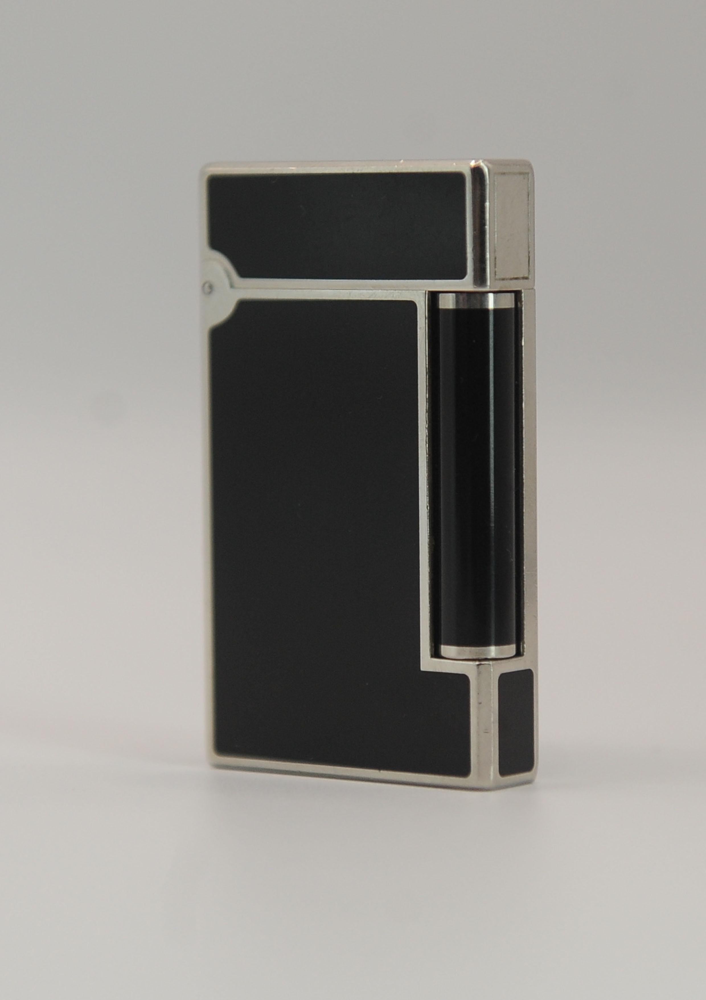 S. T. Dupont Paris Ligne 1 Accendisigari in argento e nero Laque De Chine in vendita 6