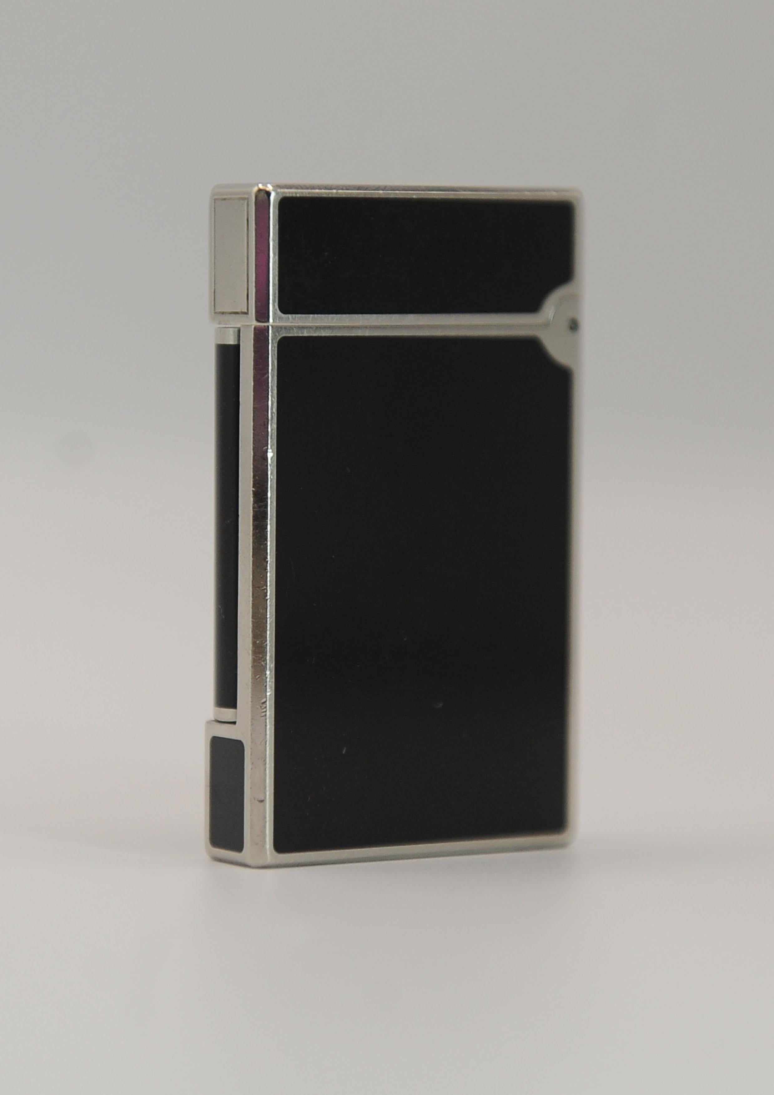 S. T. Dupont Paris Ligne 1 Accendisigari in argento e nero Laque De Chine in vendita 7