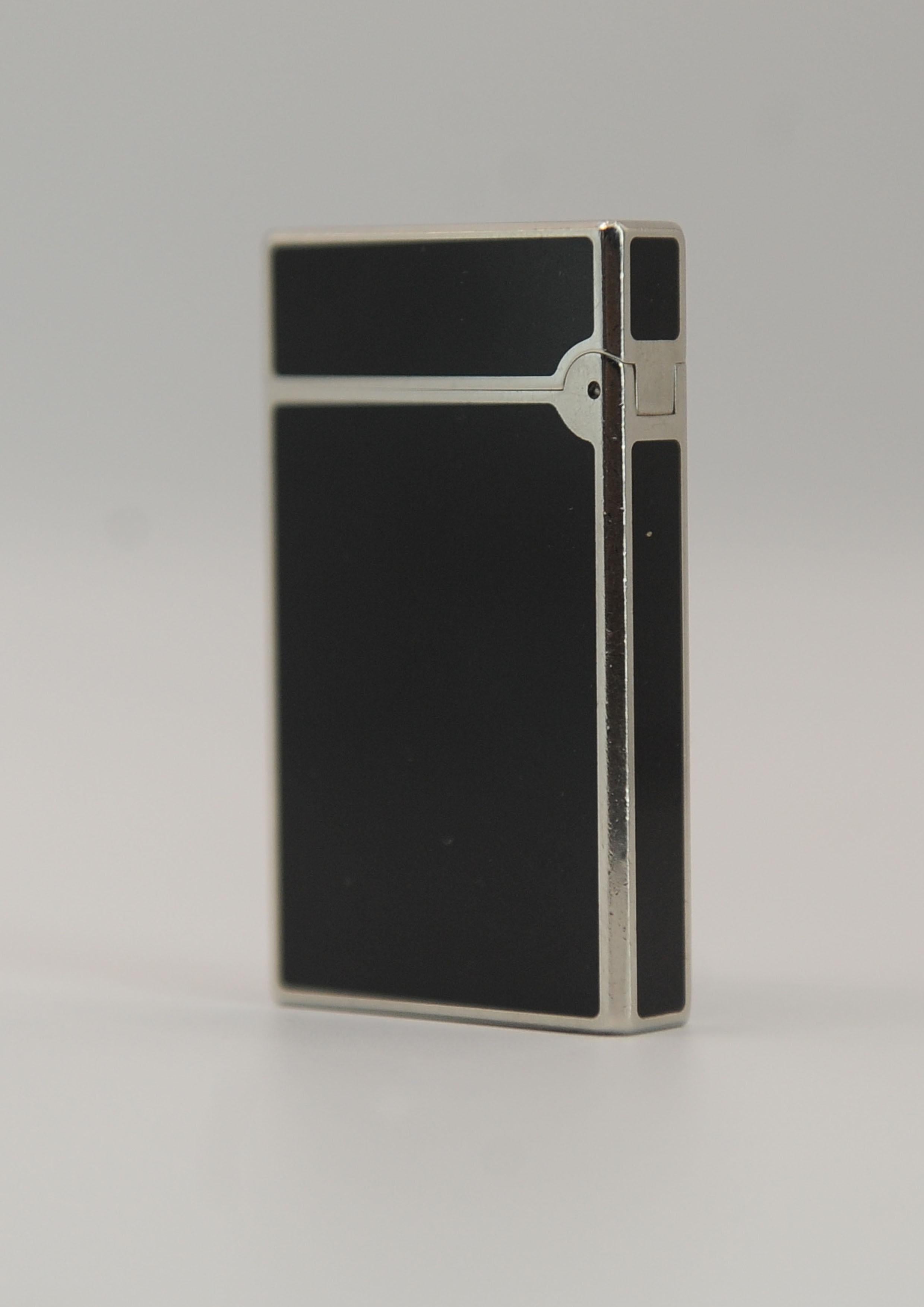 S. T. Dupont Paris Ligne 1 Accendisigari in argento e nero Laque De Chine in vendita 10