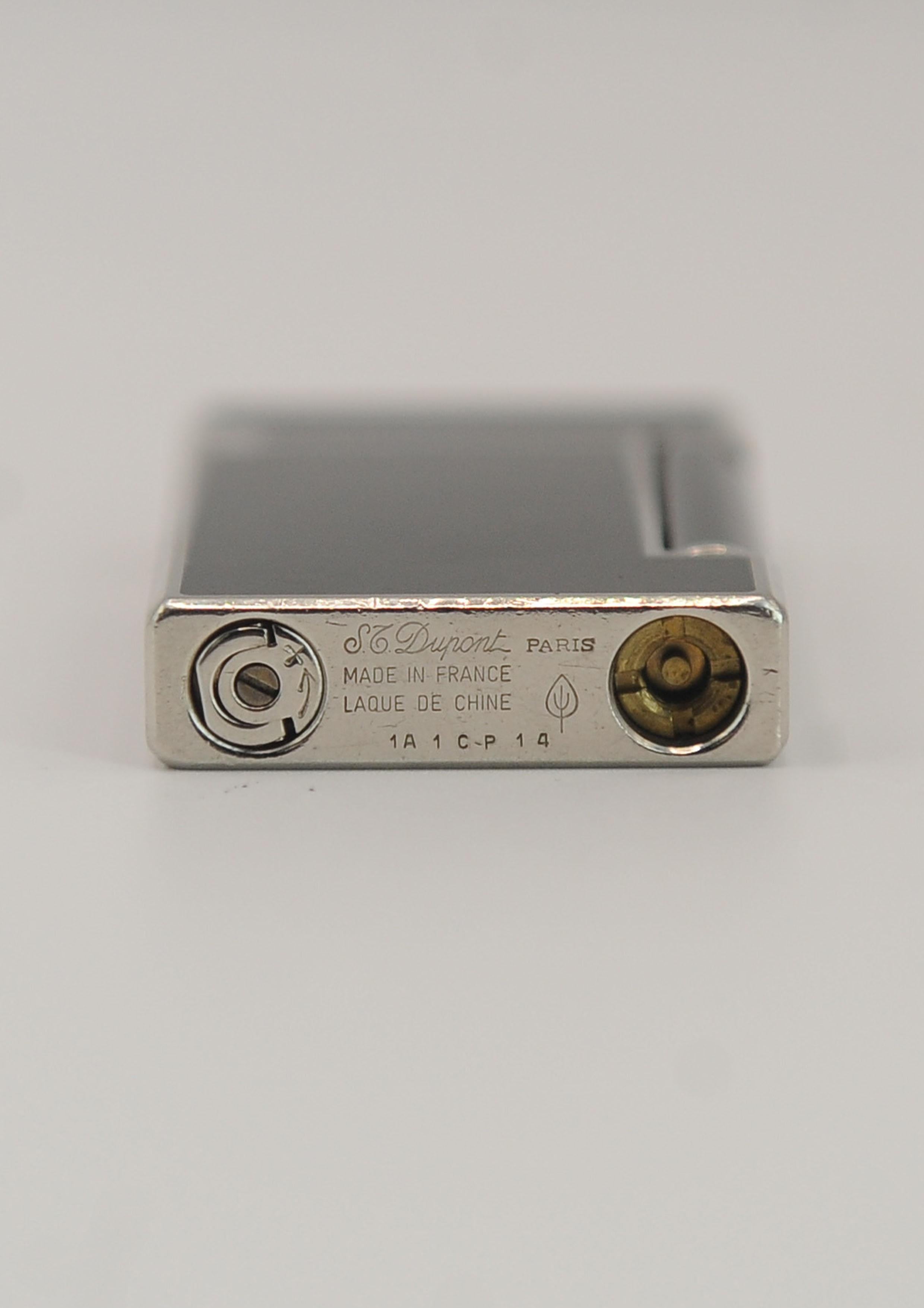 S. T. Dupont Paris Ligne 1 Accendisigari in argento e nero Laque De Chine in vendita 11