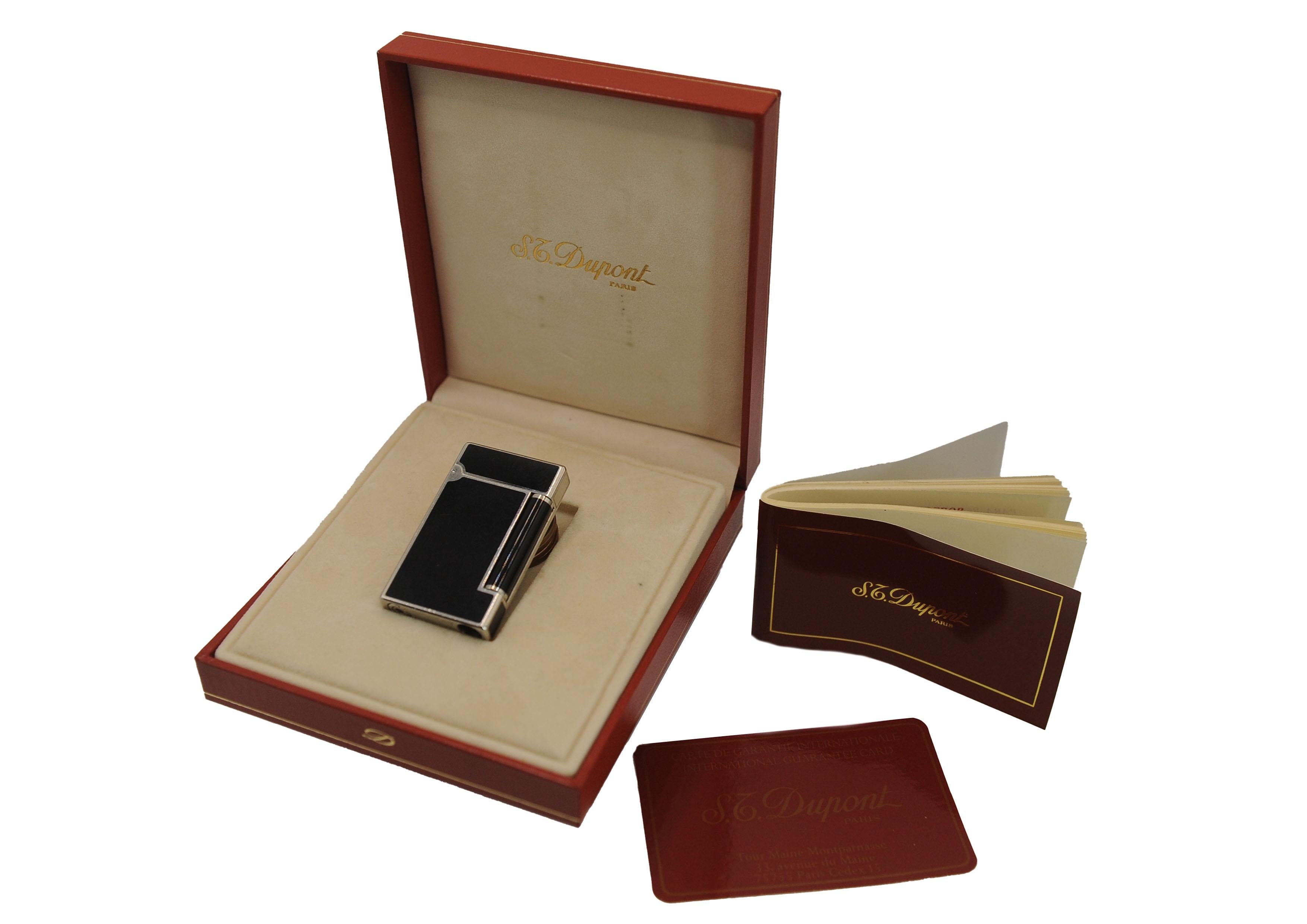 S. T. Dupont Paris Ligne 1 Accendisigari in argento e nero Laque De Chine in vendita 1
