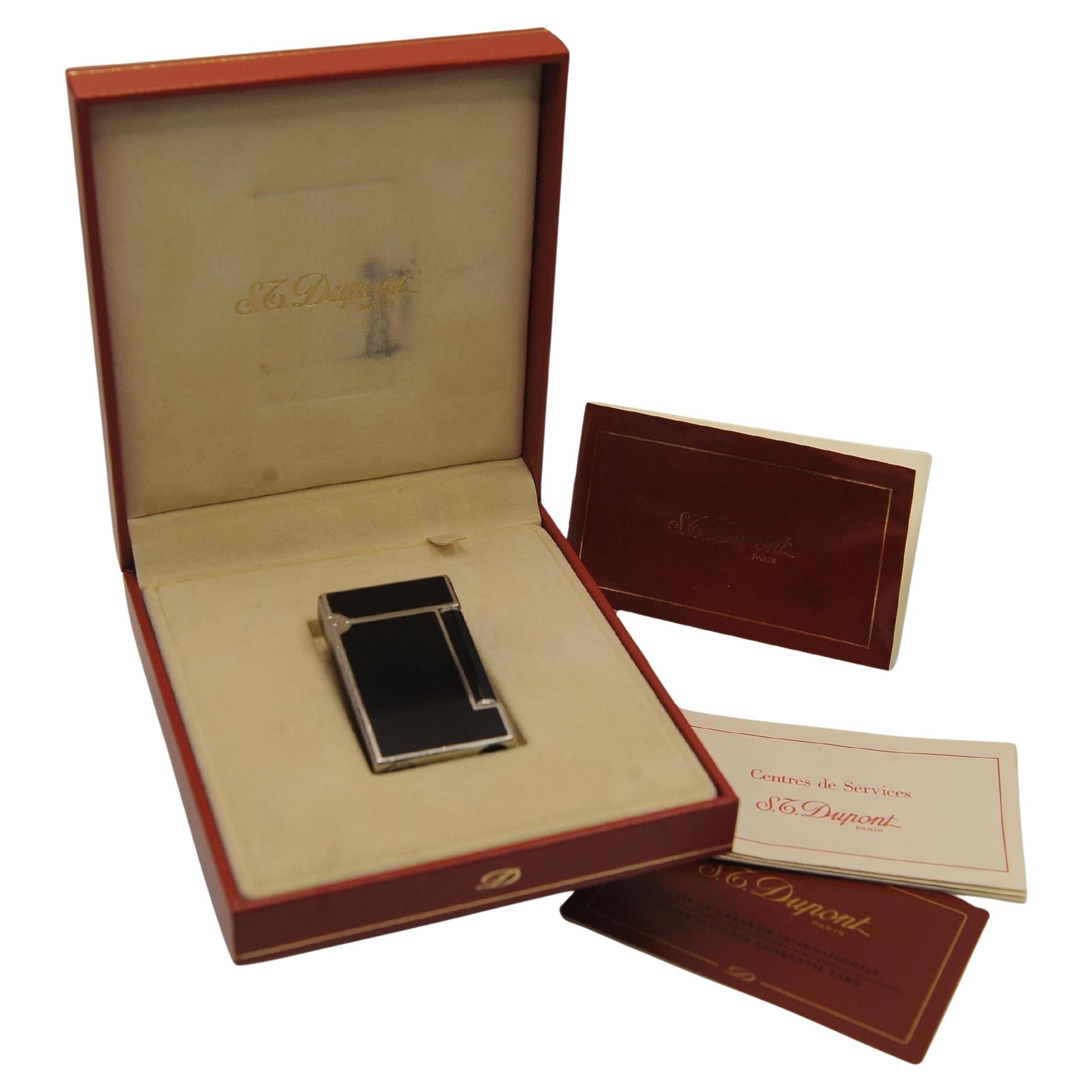 S. T. Dupont Paris Ligne 1 Accendisigari in argento e nero Laque De Chine in vendita