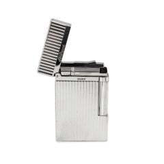 S.T. Dupont Paris Ligne 2 Silver Plaque Vertical Lines Guilloche Lighter