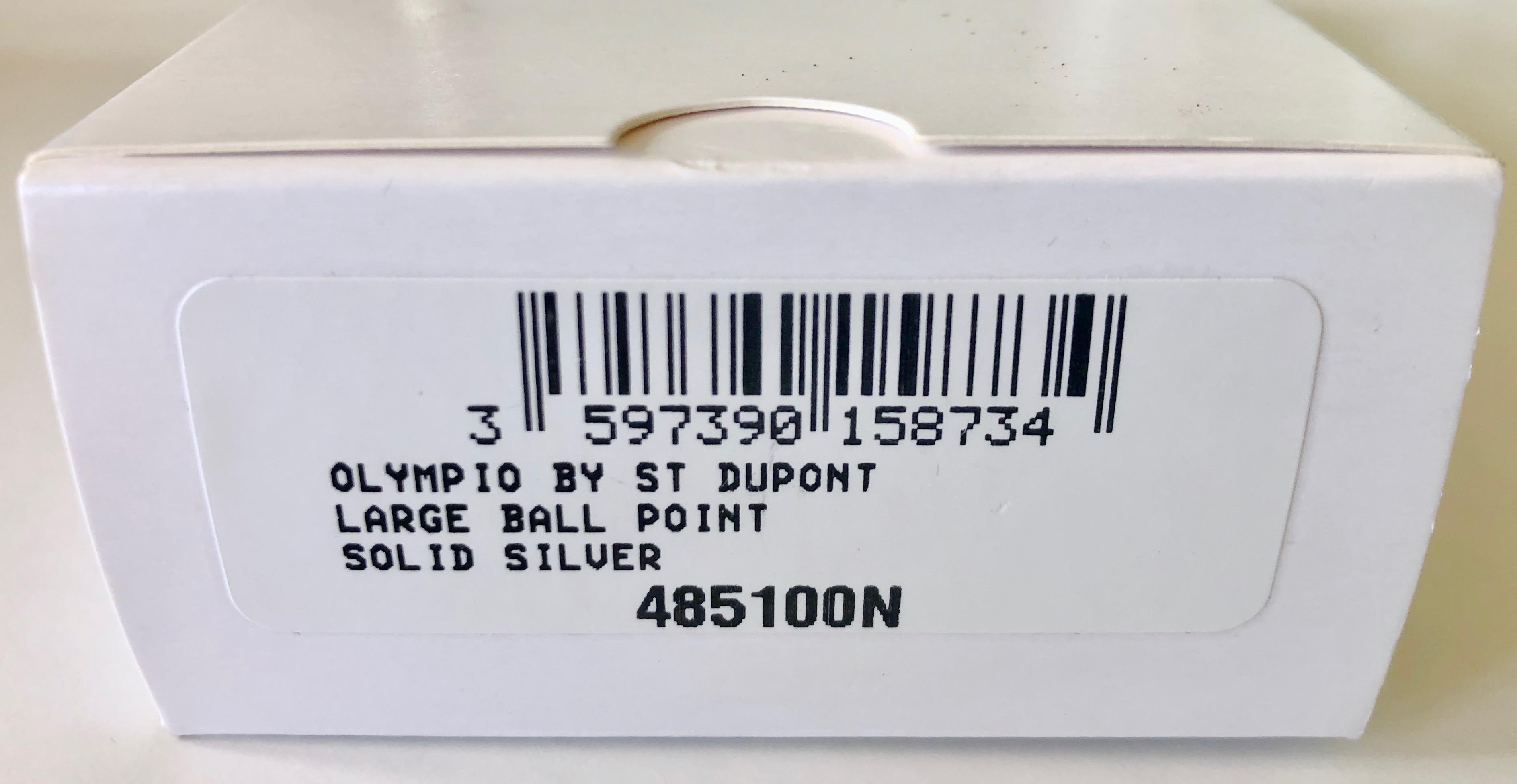 S.T. Dupont Paris Olympio Brand New Large Solid Silver Ball Point Pen in Box 5