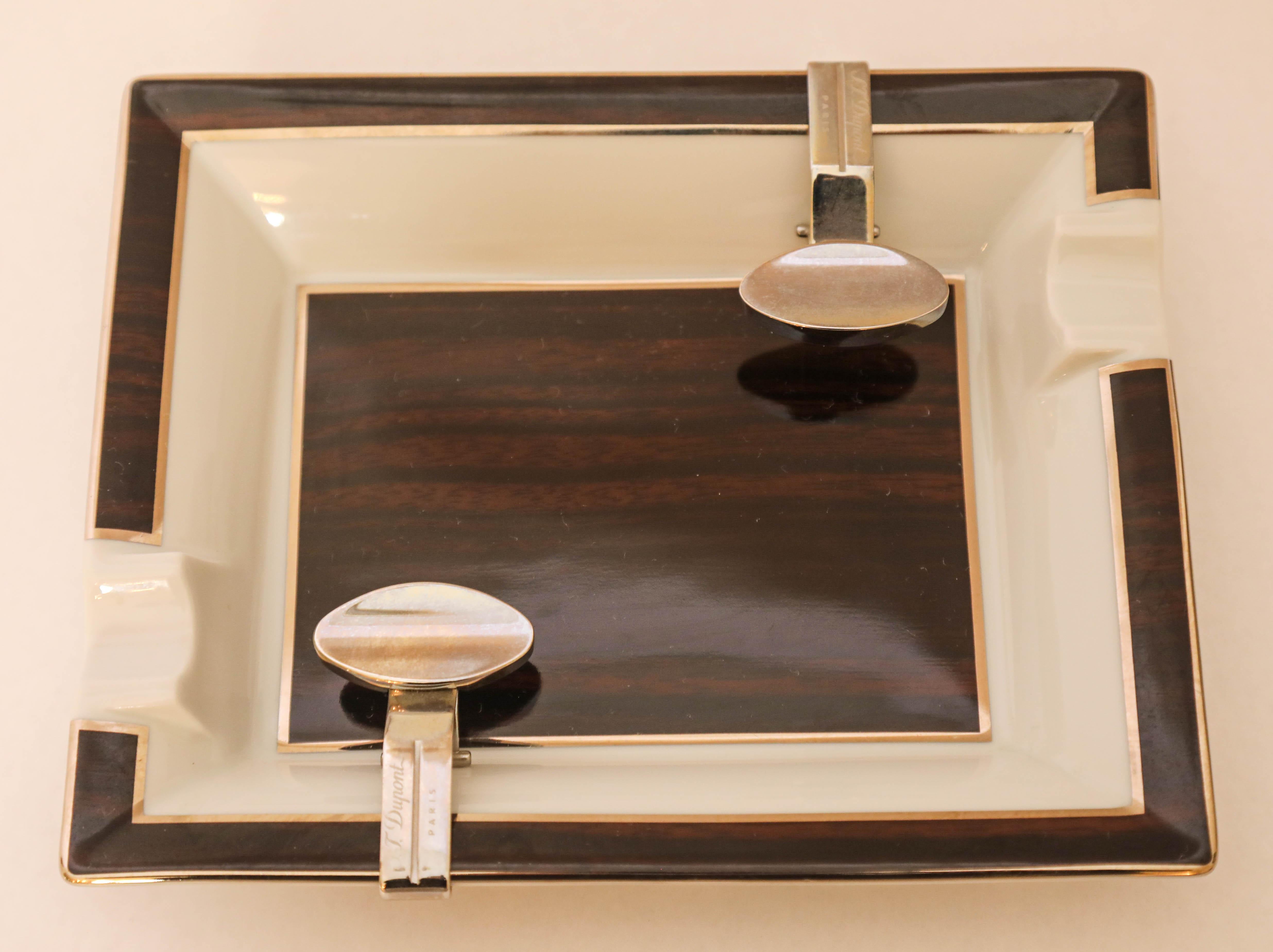 S.T. Dupont Paris Porzellan De Limoges Frankreich Zigarren-Aschenbecher Aschenbecher Catchall Decor für Damen oder Herren im Angebot