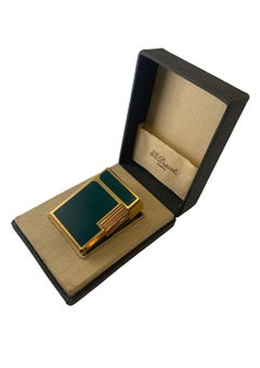 S.T. Dupont Raro Encendedor Verde Chapado en Oro Laque De Chine Ligne 1