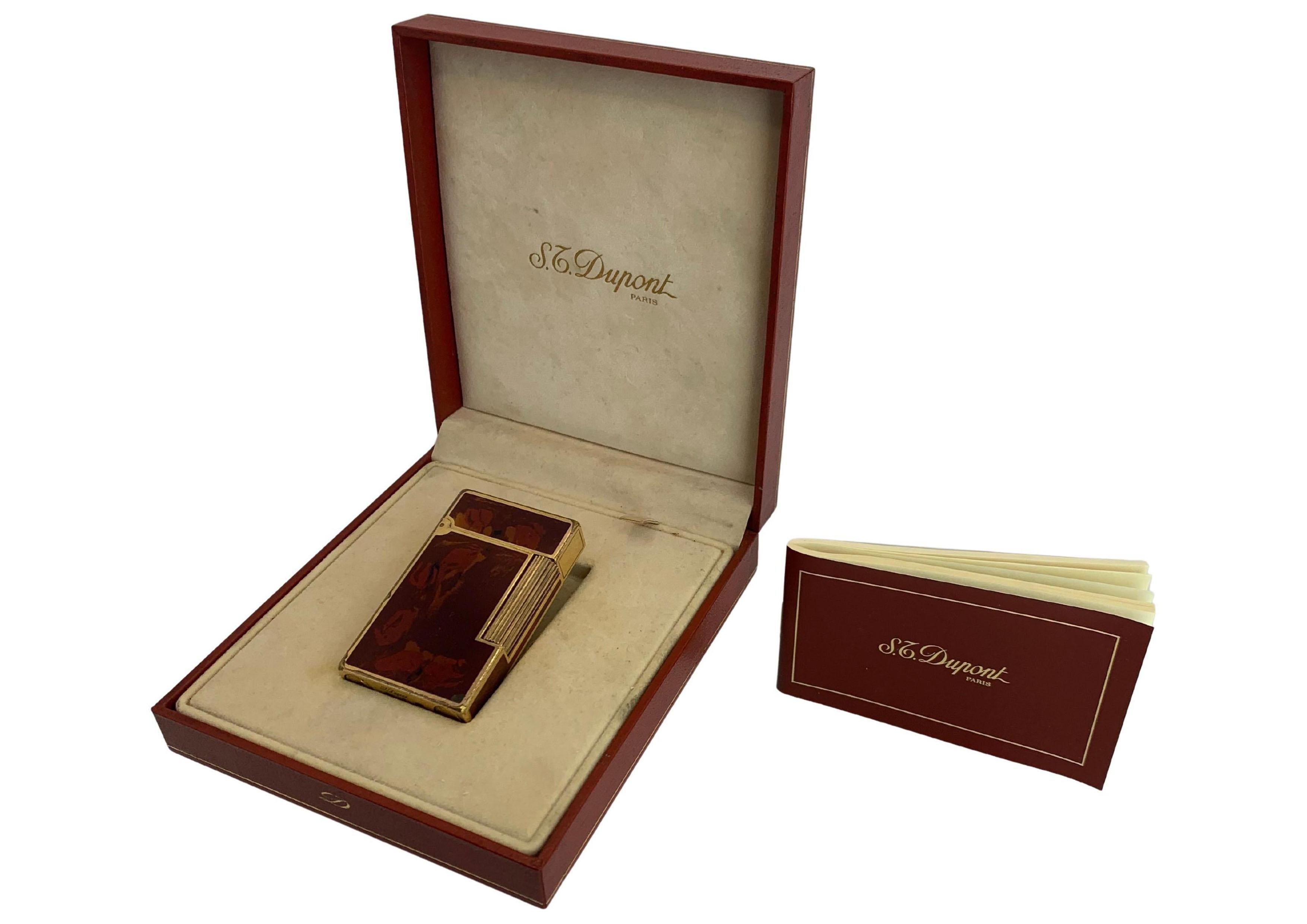 ST Dupont Rare Plaqué Or Marbré Laque De Chine Ligne 2 Gatsby