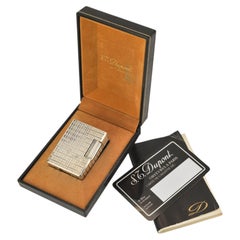 St DuPont Silver Plate Ligne 1 Small Cigarette Lighter Boxed & Serviced