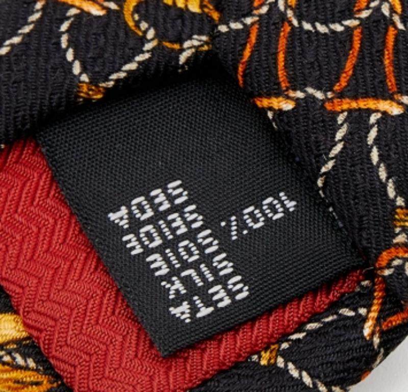 S.T. Dupont Vintage Black Printed Silk Jacquard Tie In Good Condition For Sale In Dubai, Al Qouz 2
