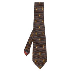 S.T. Dupont Vintage Black Printed Silk Jacquard Tie